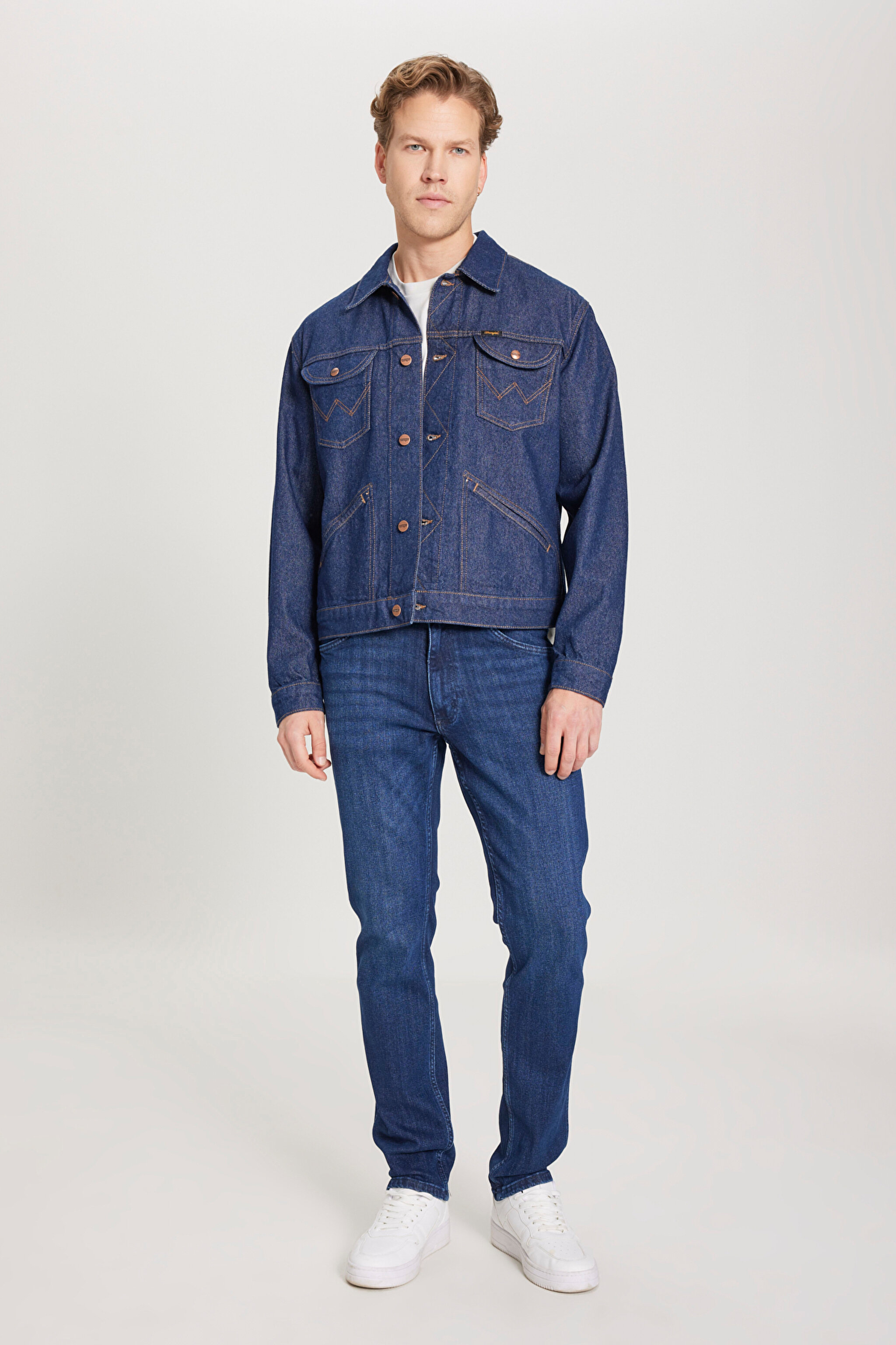 Regular Fit Normal Kesim %100 Pamuk Lacivert Jean Kot Ceket - Rinse-W4MJ73401 (görsel 4)