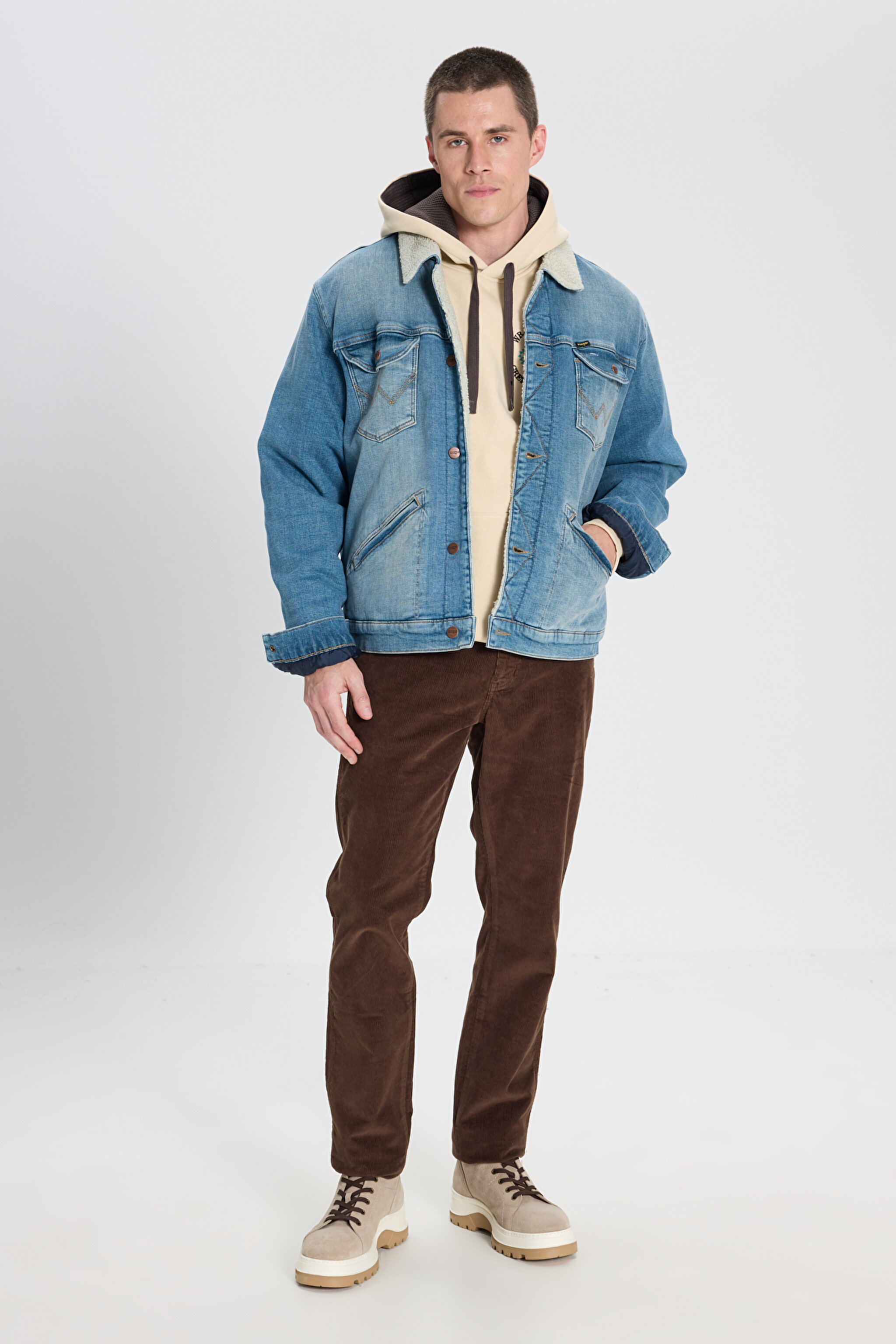Regular Fit Normal Kesim Mavi Sherpa Jean Kot Ceket