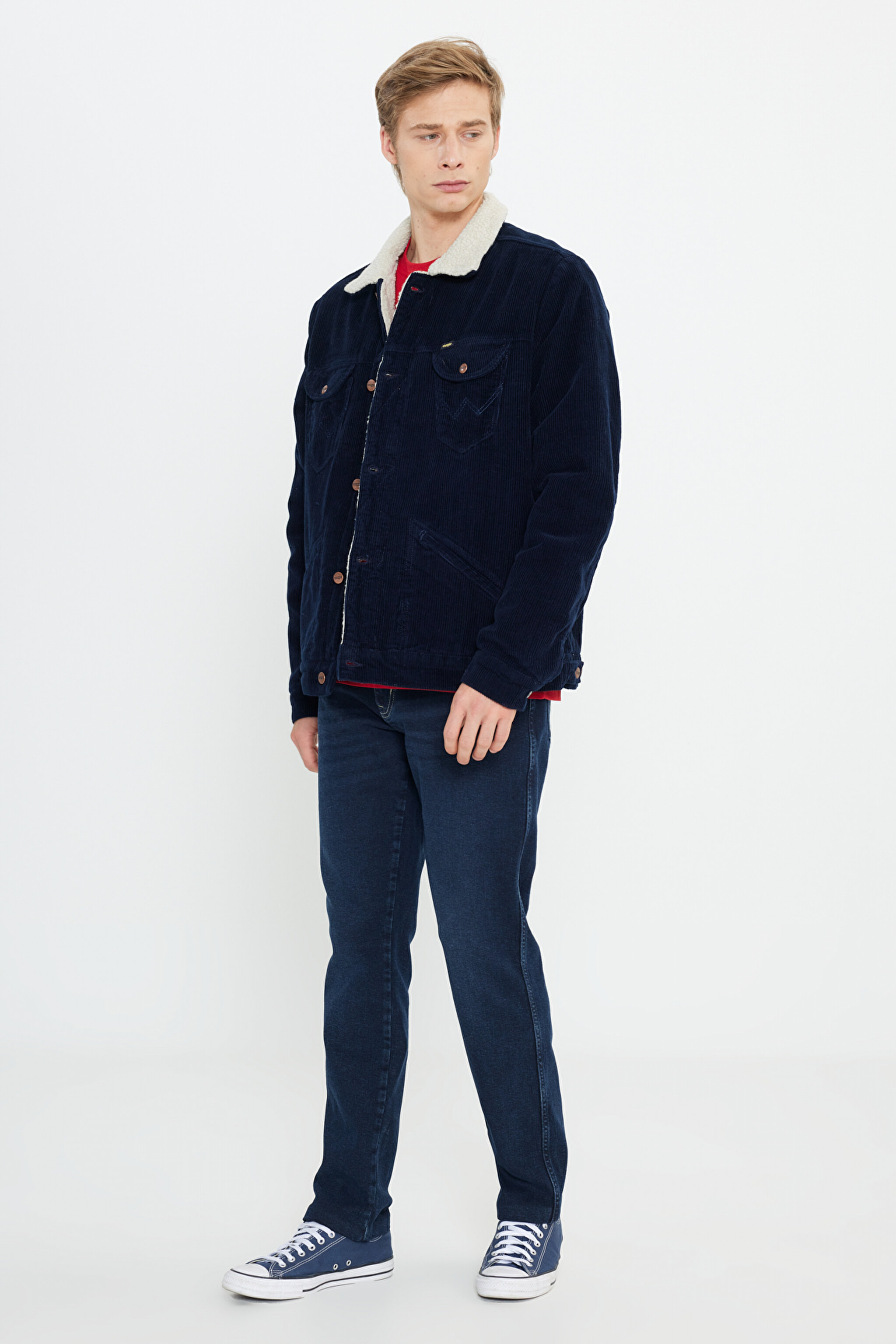 Regular Fit Normal Kesim Tam Düğmeli Lacivert Sherpa Ceket - Navy-W4MS88114 (görsel 3)