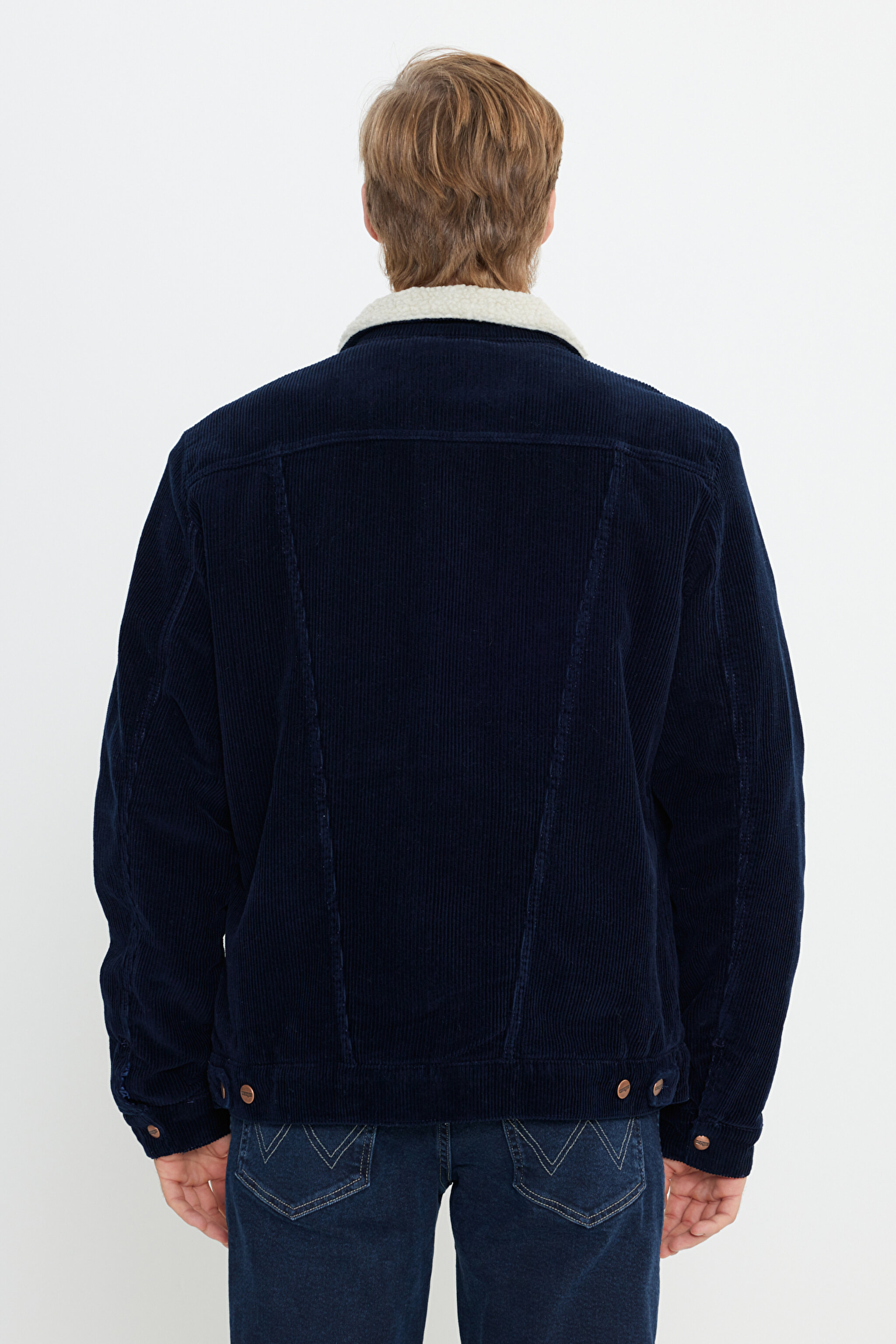 Regular Fit Normal Kesim Tam Düğmeli Lacivert Sherpa Ceket - Navy-W4MS88114 (görsel 5)