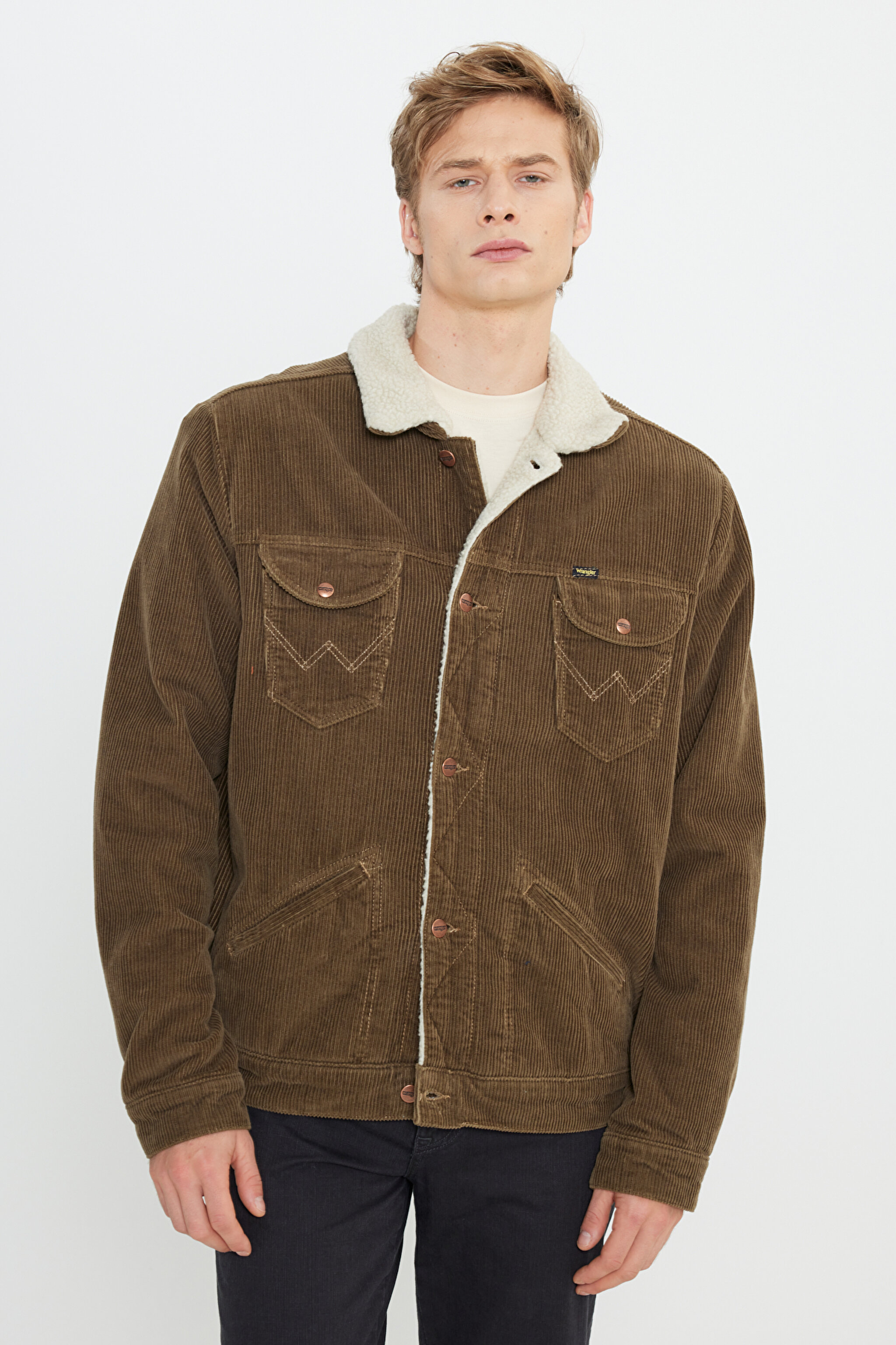 Regular Fit Normal Kesim Tam Düğmeli Camel Sherpa Ceket - Teak-W4MS88455 (görsel 2)