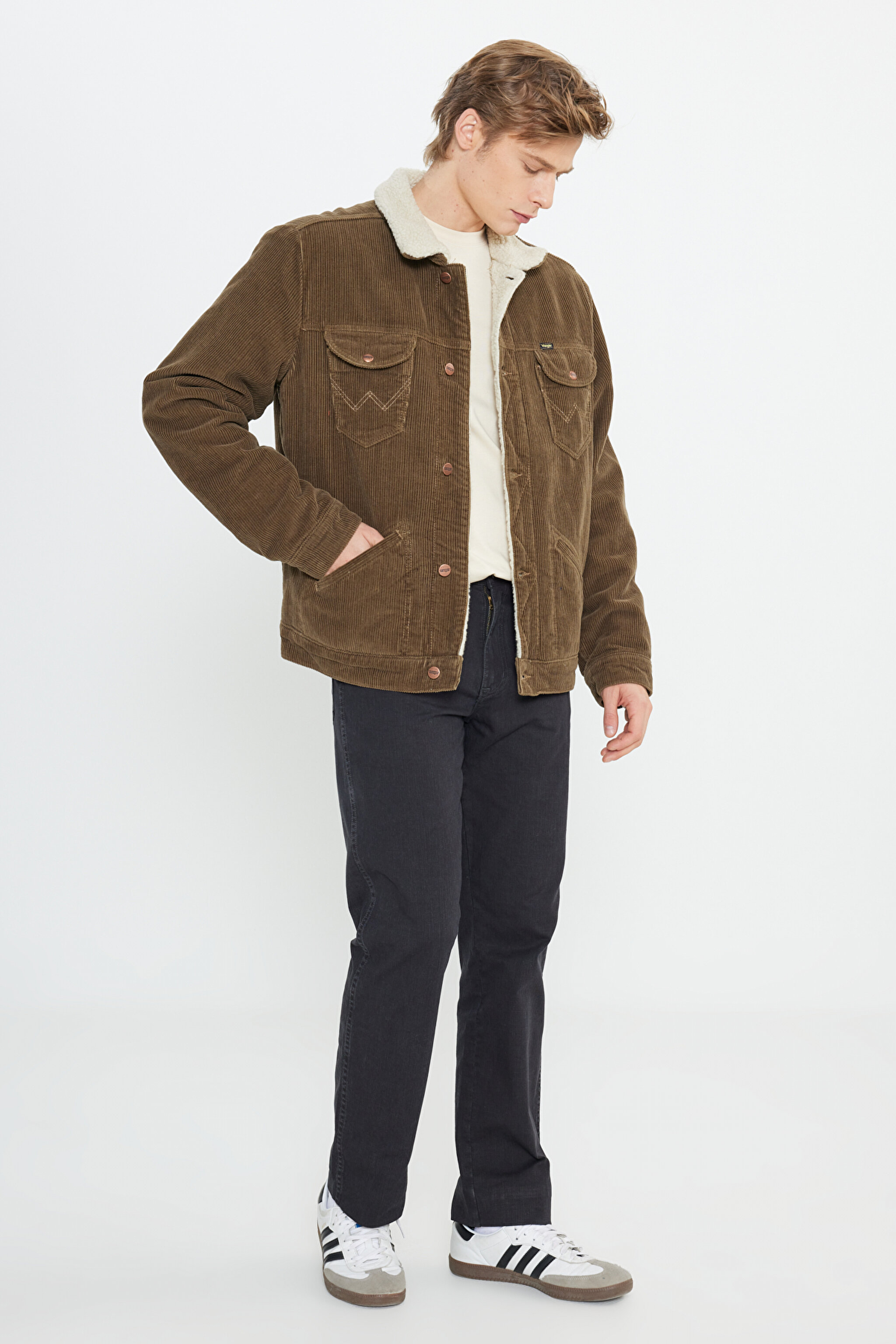 Regular Fit Normal Kesim Tam Düğmeli Camel Sherpa Ceket - Teak-W4MS88455 (görsel 3)