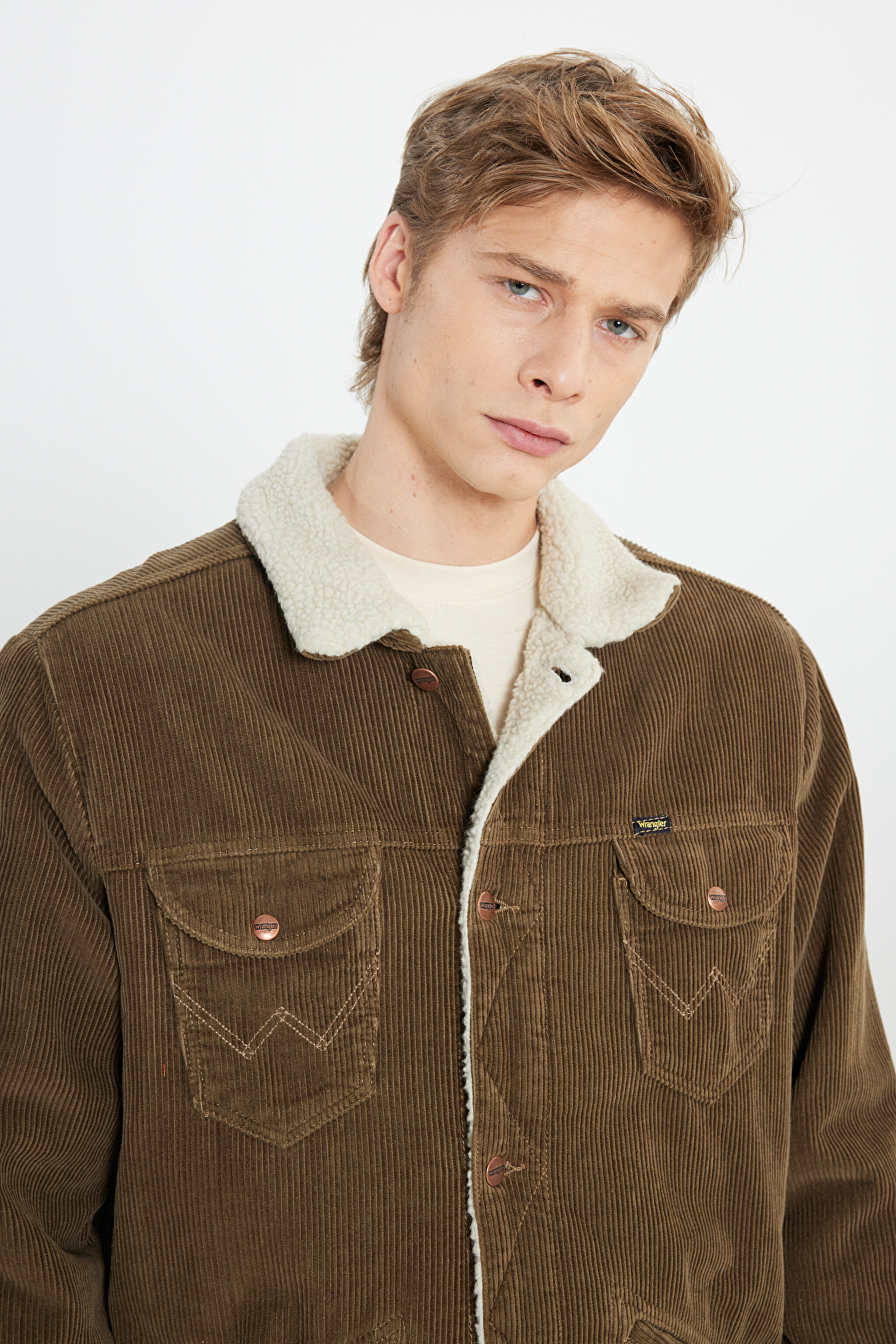 Regular Fit Normal Kesim Tam Düğmeli Camel Sherpa Ceket