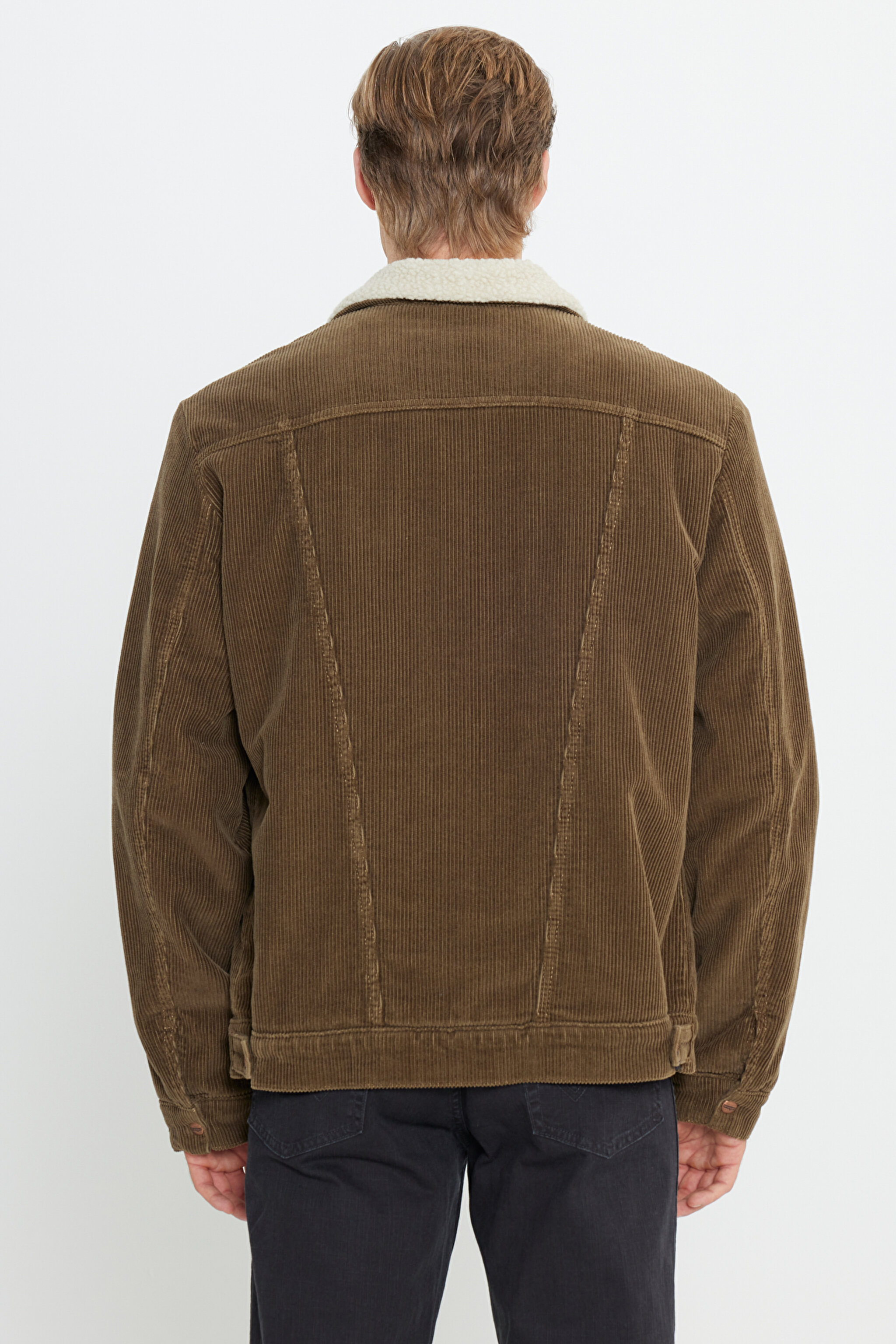 Regular Fit Normal Kesim Tam Düğmeli Camel Sherpa Ceket - Teak-W4MS88455 (görsel 5)