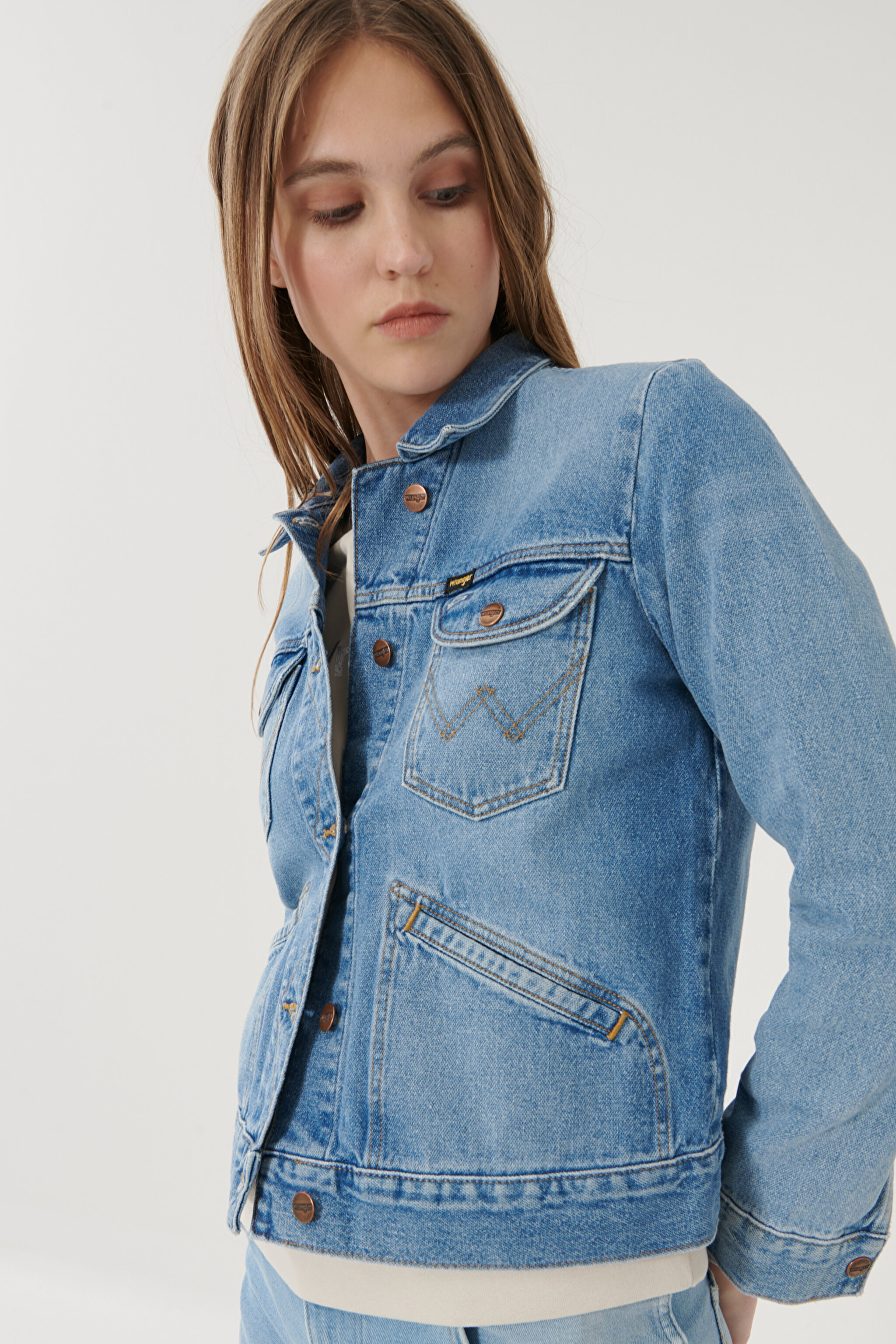 Slim Fit Dar Kesim Açık Mavi Jean Kot Ceket - Blue-W4WJUG24L