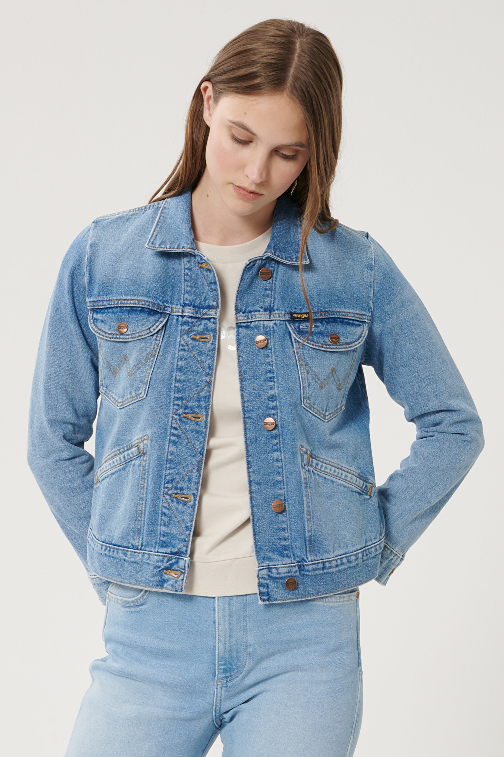 Slim Fit Dar Kesim Açık Mavi Jean Kot Ceket - Blue-W4WJUG24L (görsel 2)