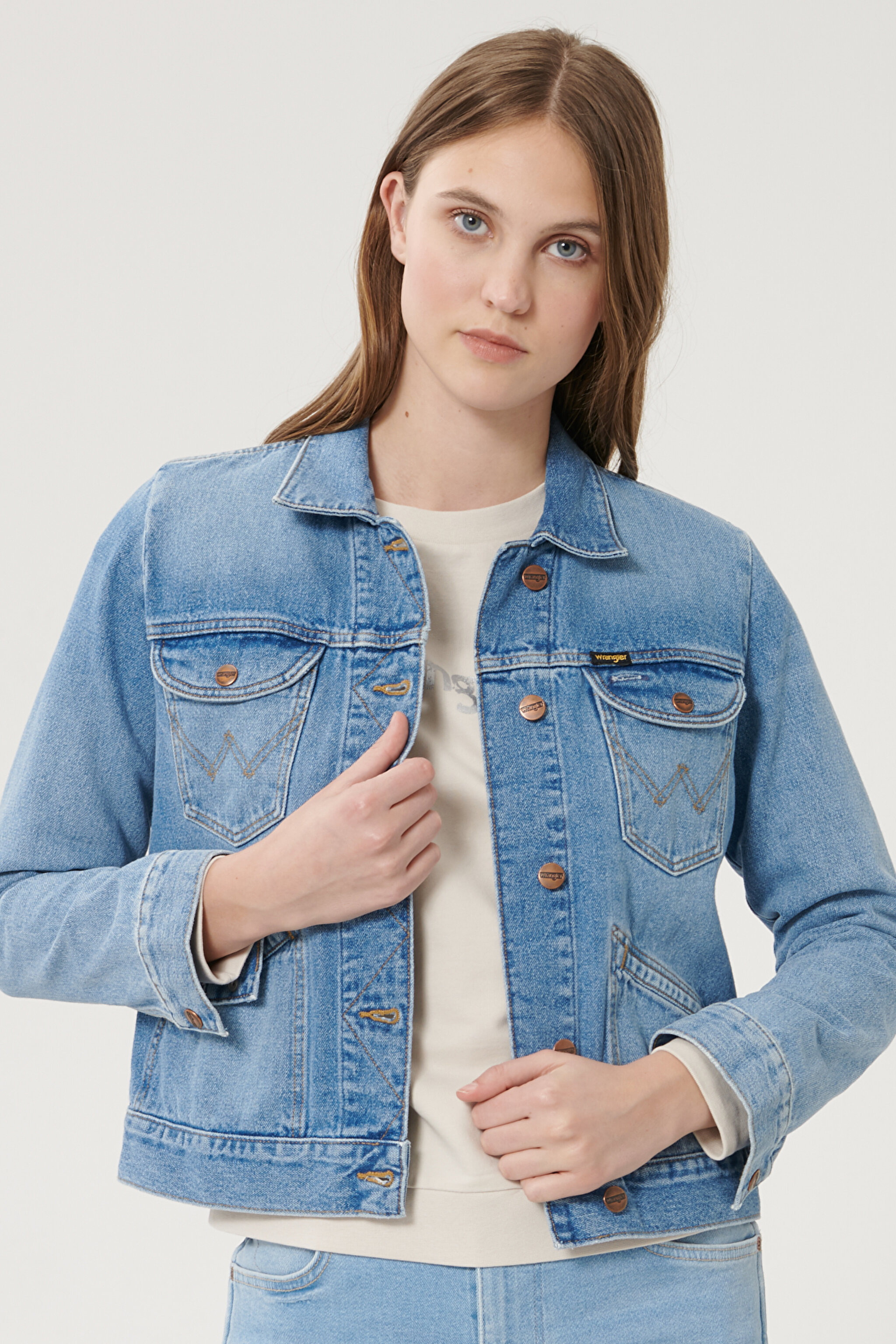 Slim Fit Dar Kesim Açık Mavi Jean Kot Ceket - Blue-W4WJUG24L (görsel 3)