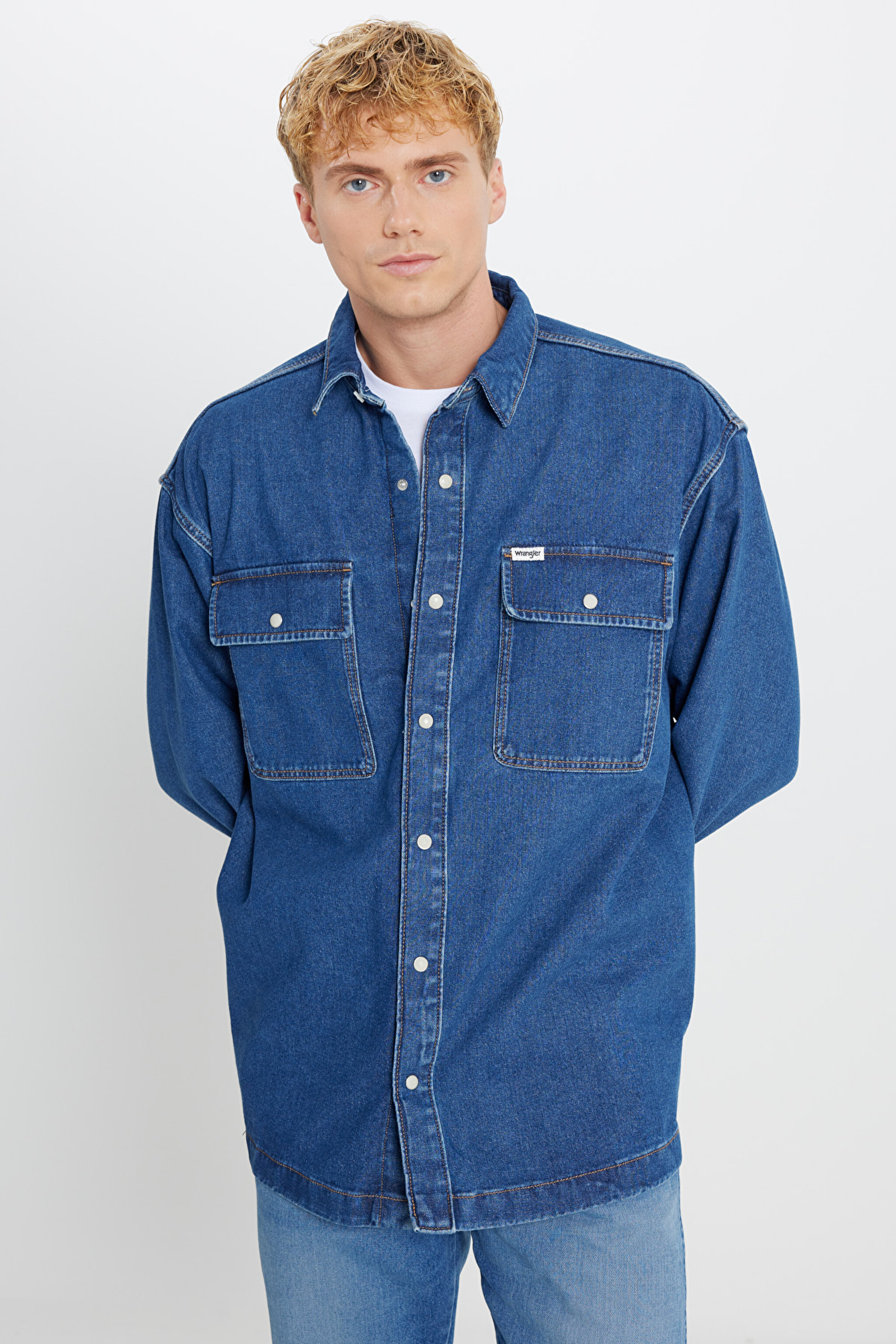 %100 Pamuk Oversize Gömlek Yaka Cepli Ceket