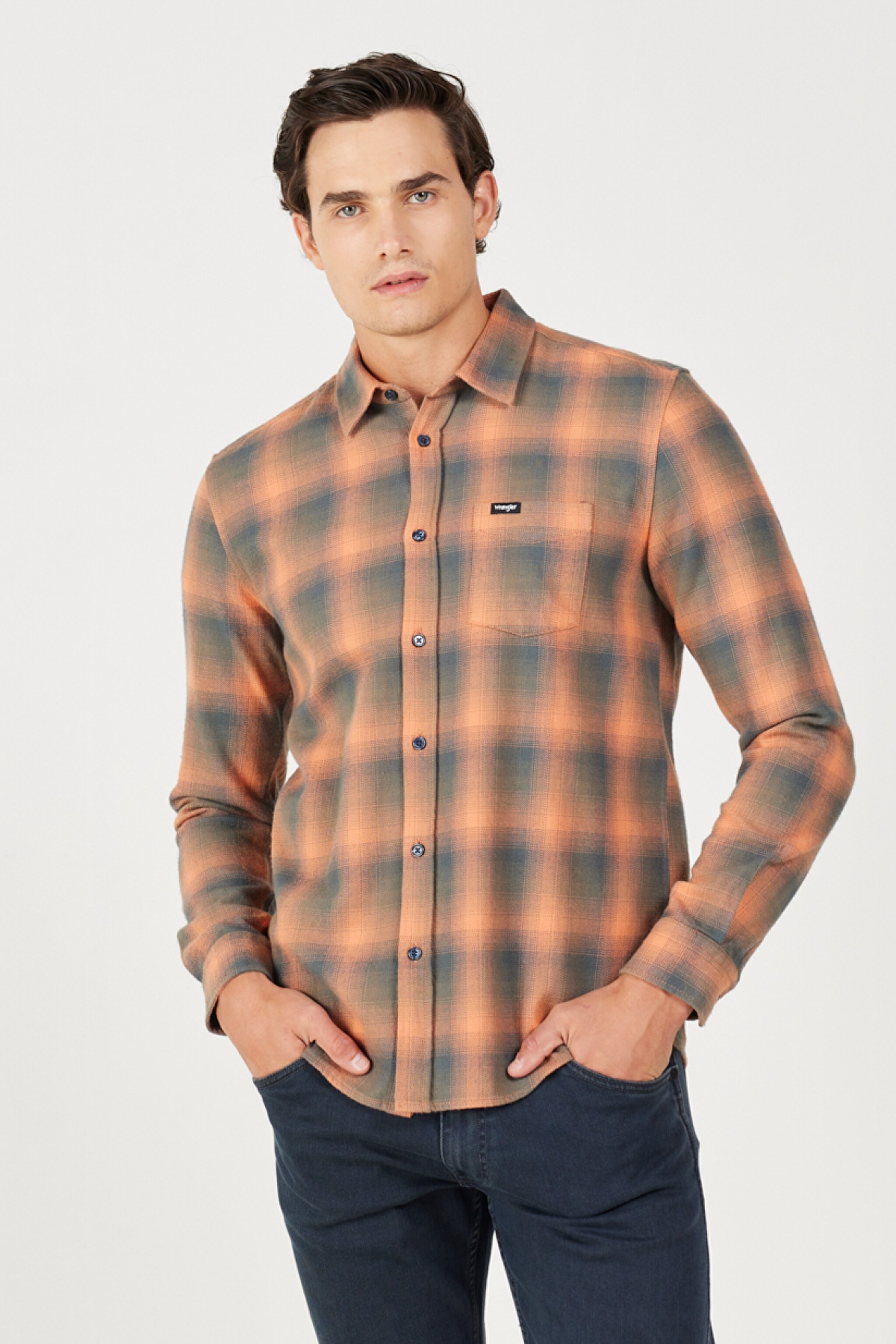 Regular Fit Normal Kesim %100 Pamuk Uzun Kollu Gömlek - Orange-W5A13BXT2