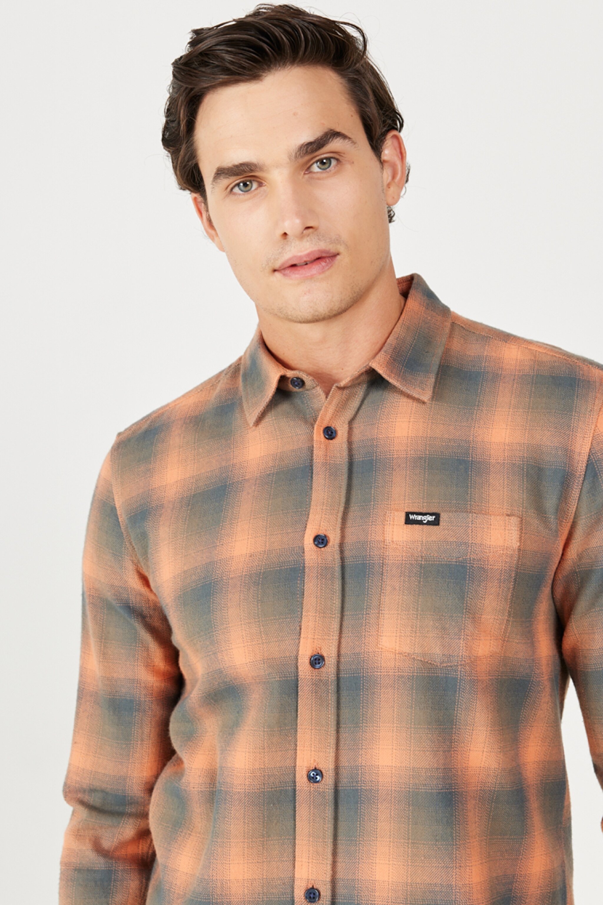 Regular Fit Normal Kesim %100 Pamuk Uzun Kollu Gömlek - Orange-W5A13BXT2 (görsel 3)