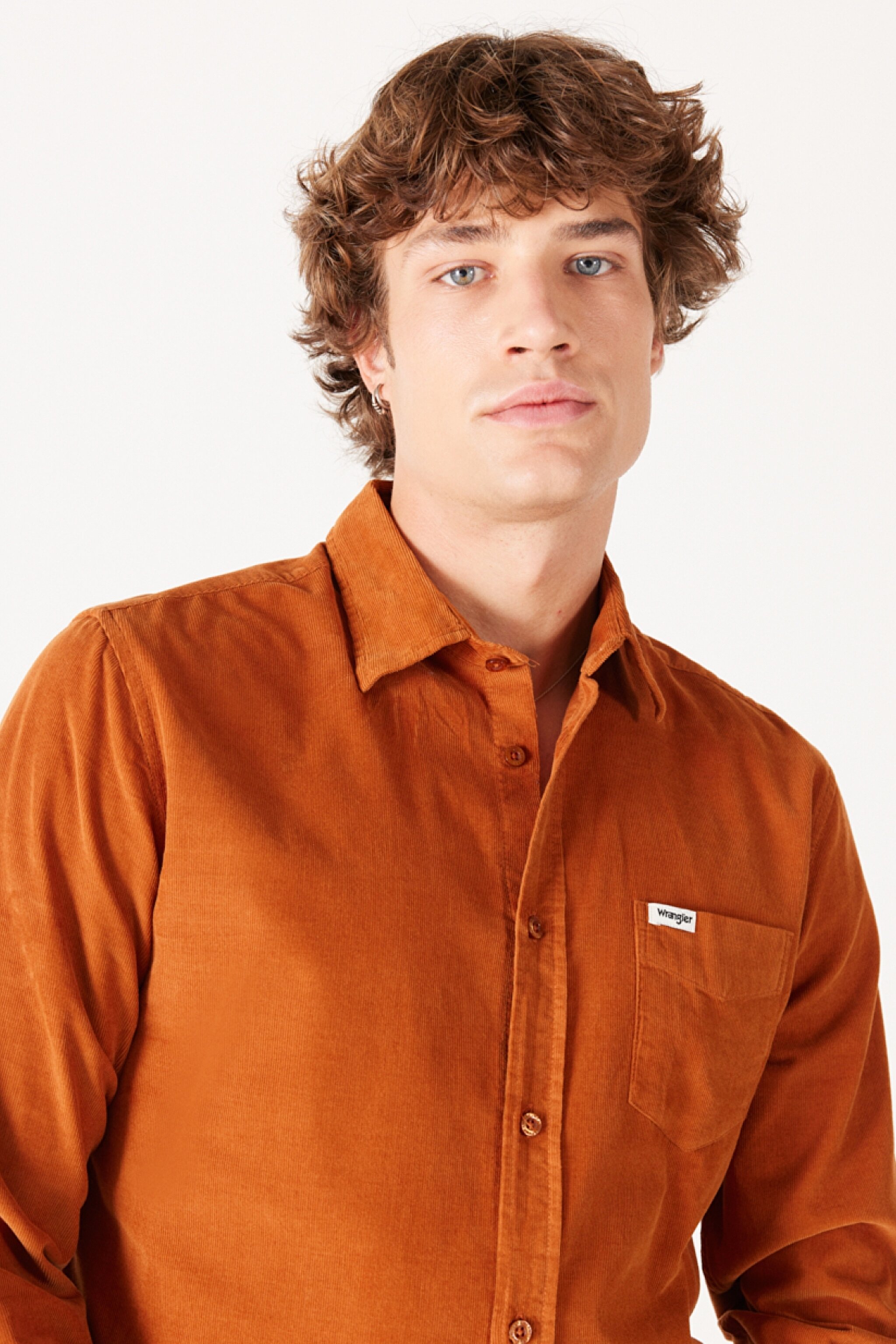 Regular Fit Normal Kesim %100 Pamuk Turuncu Uzun Kollu Gömlek - Leather Brown-W5A14AH29 (görsel 3)