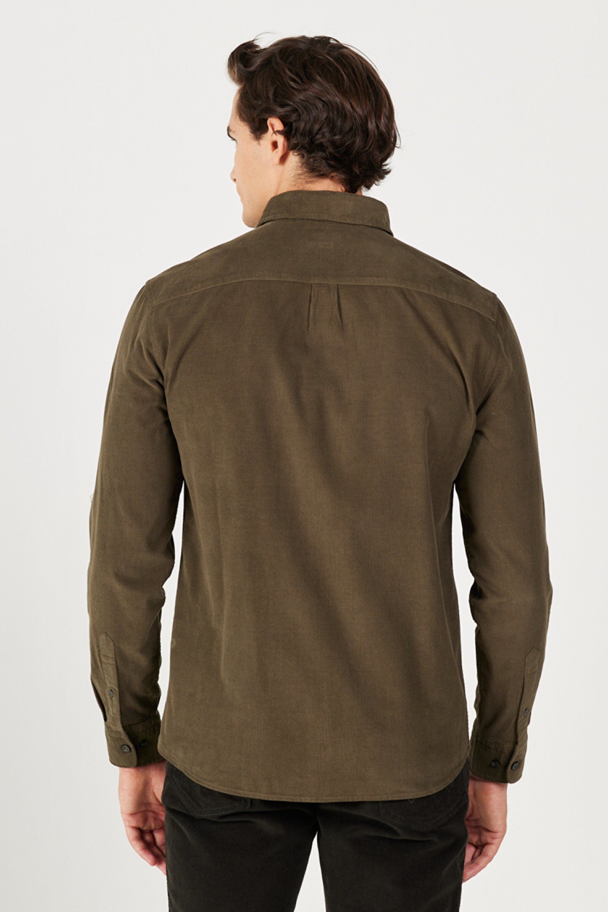 Regular Fit Normal Kesim %100 Pamuk Uzun Kollu Gömlek - Green-W5A14AXIX (görsel 6)