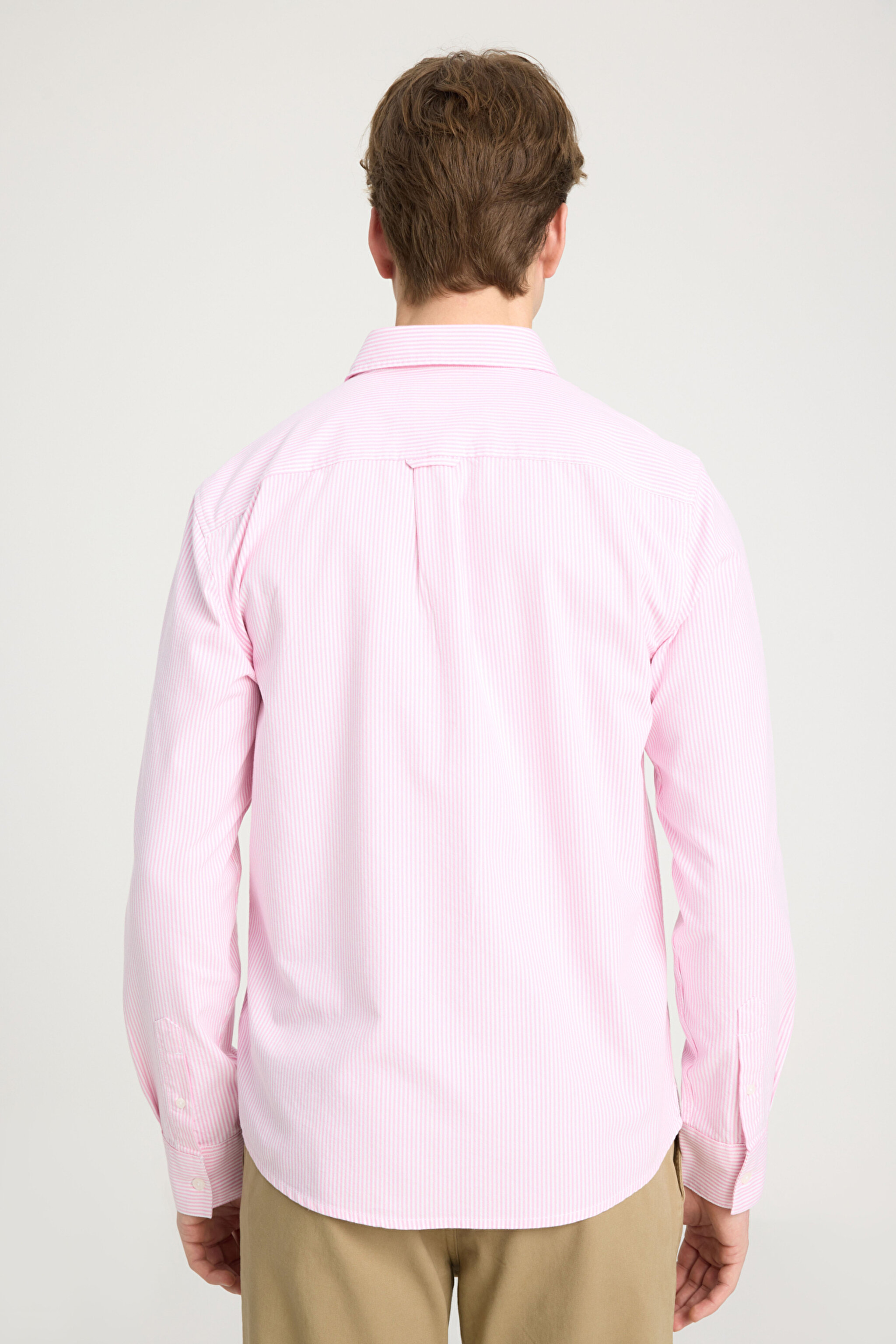 Regular Fit Normal Kesim %100 Pamuk Pembe Gömlek - Pink Stripe Oxford-W5A2205580M63 (görsel 5)