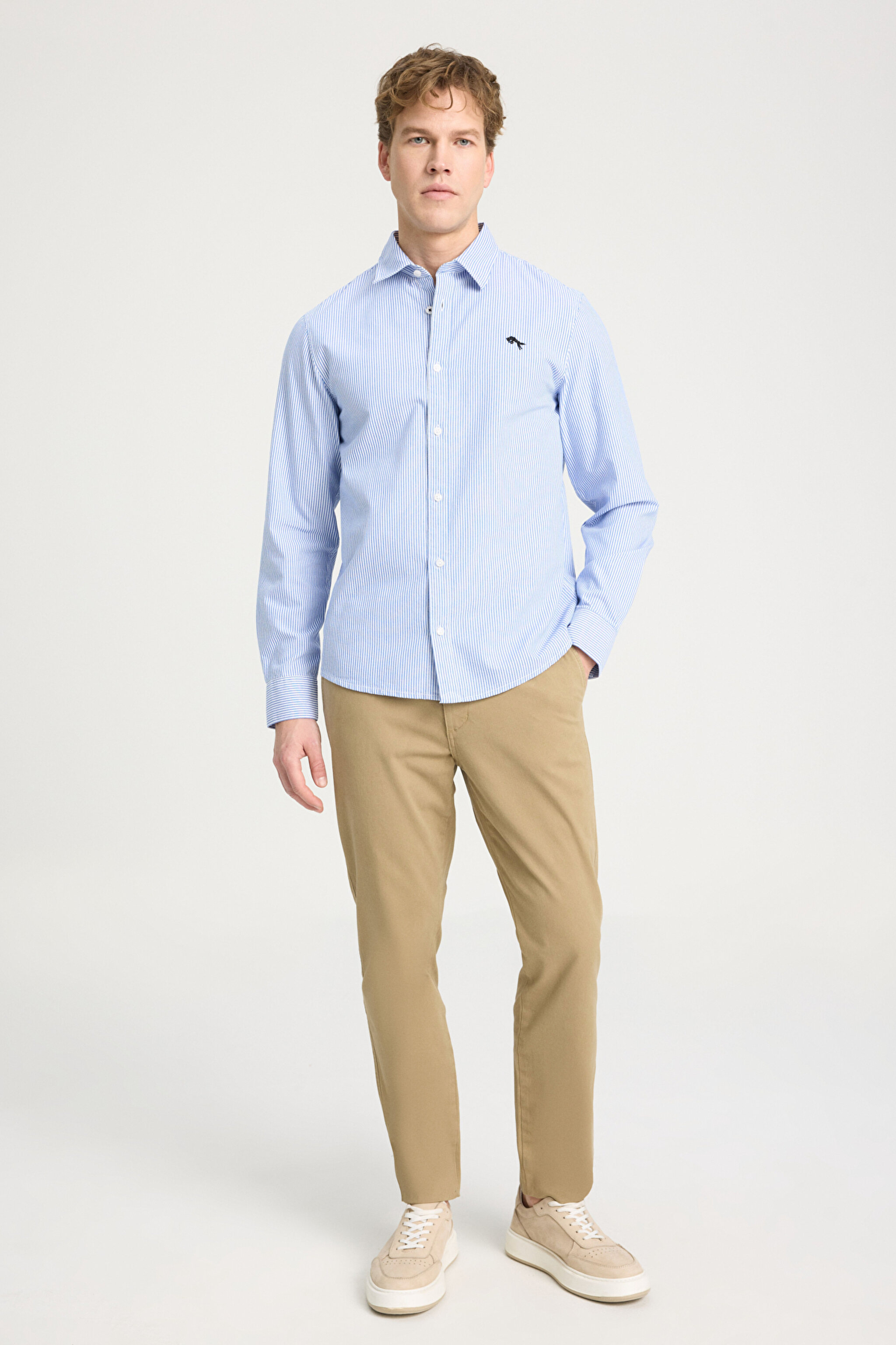 Regular Fit Normal Kesim %100 Pamuk Mavi Gömlek - Wrangler Blue-W5A2205580X05 (görsel 3)