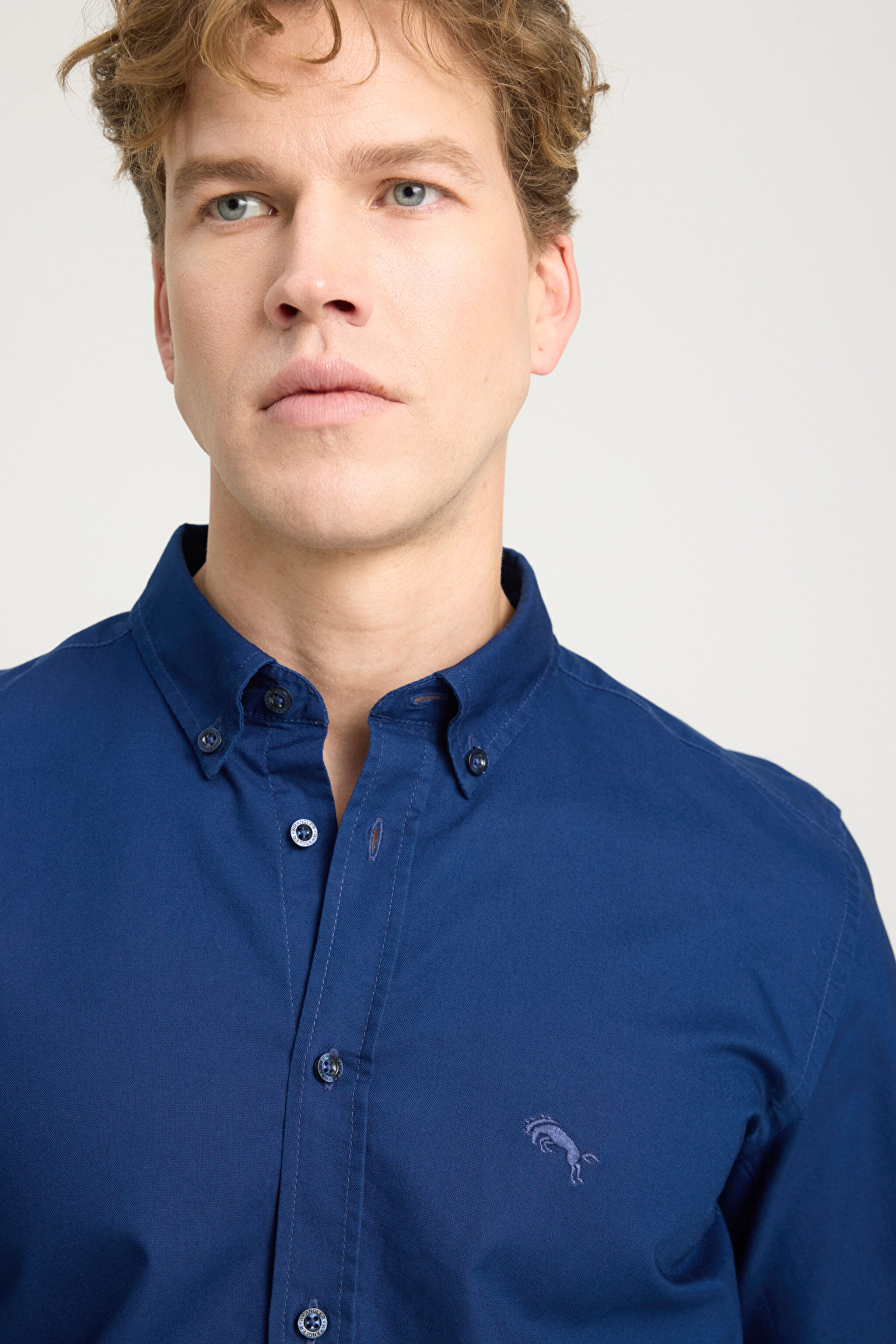 Regular Fit Normal Kesim %100 Pamuk Lacivert Gömlek - Navy-W5A3BM410 (görsel 4)