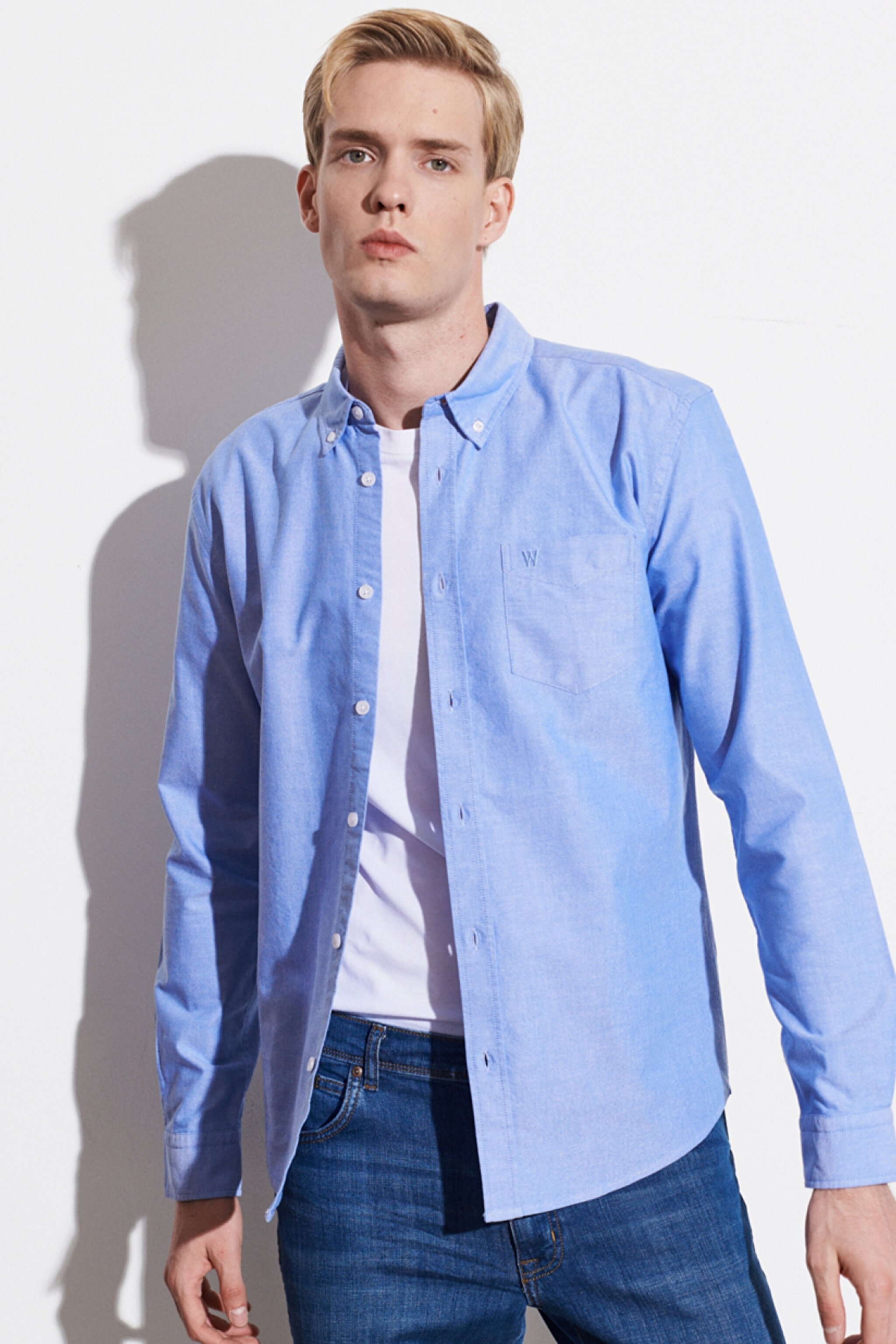 Regular Fit Normal Kesim %100 Pamuk Açık Mavi Oxford Gömlek - Dark Blue-W5A3BMX50 (görsel 2)