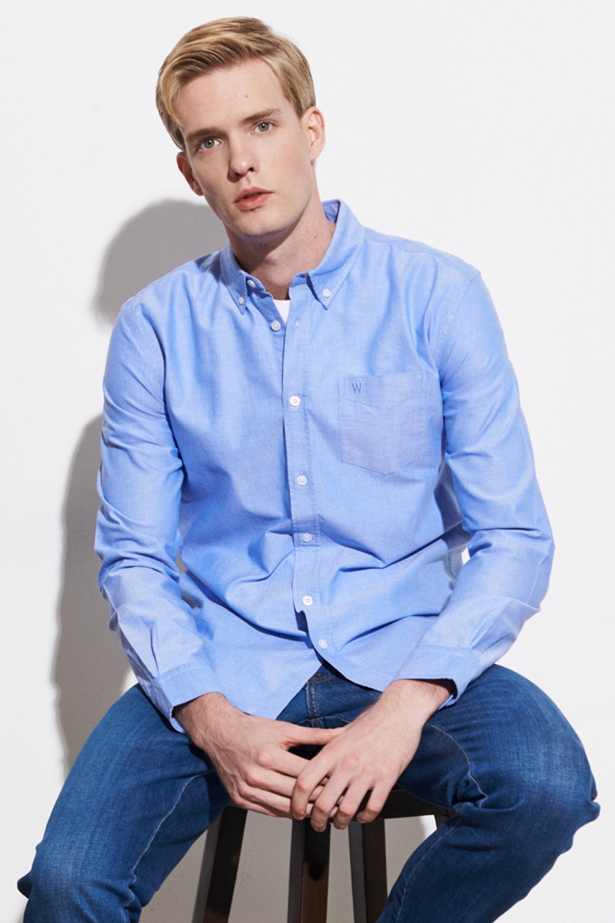 Regular Fit Normal Kesim %100 Pamuk Açık Mavi Oxford Gömlek - Dark Blue-W5A3BMX50 (görsel 3)