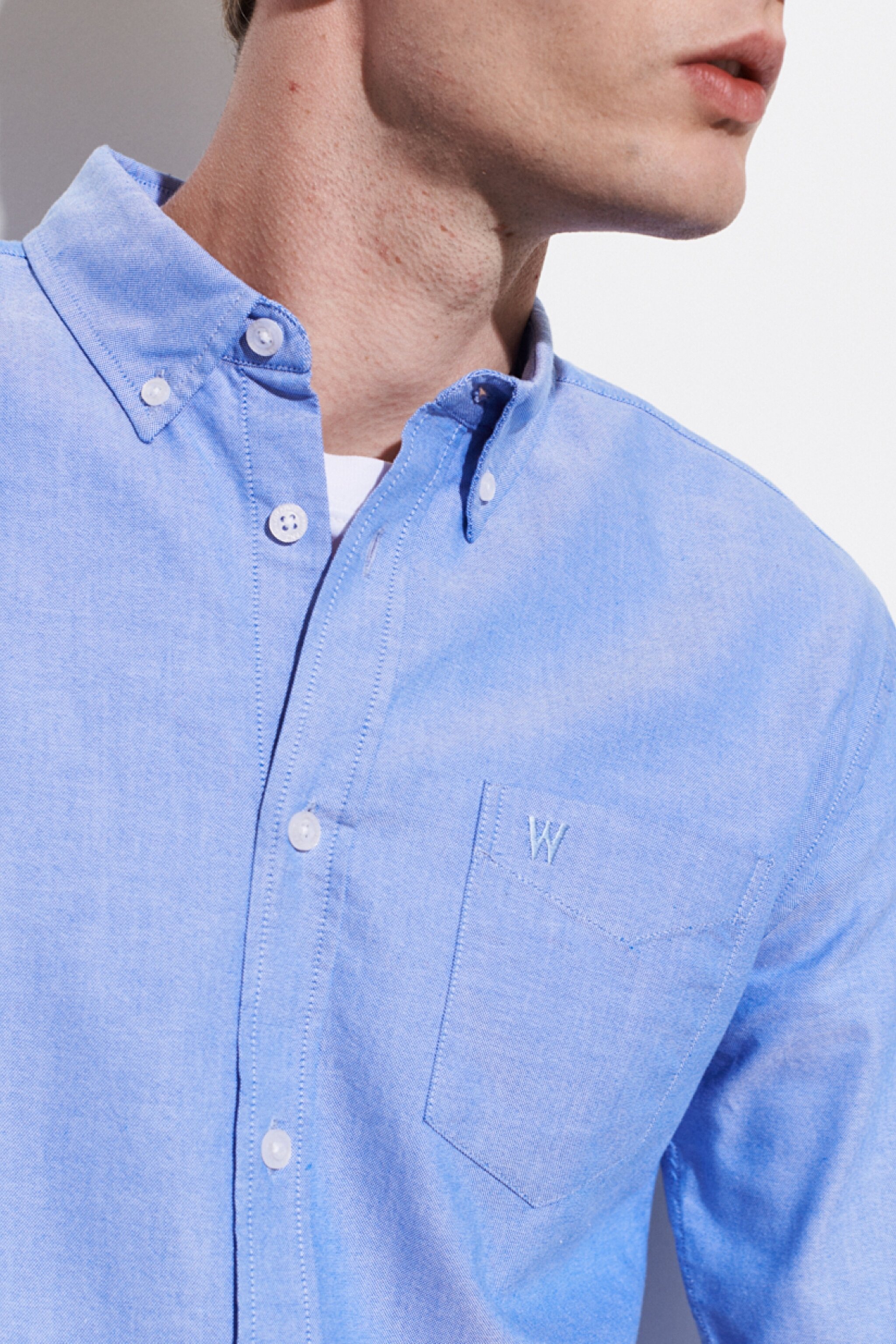 Regular Fit Normal Kesim %100 Pamuk Açık Mavi Oxford Gömlek - Dark Blue-W5A3BMX50 (görsel 6)