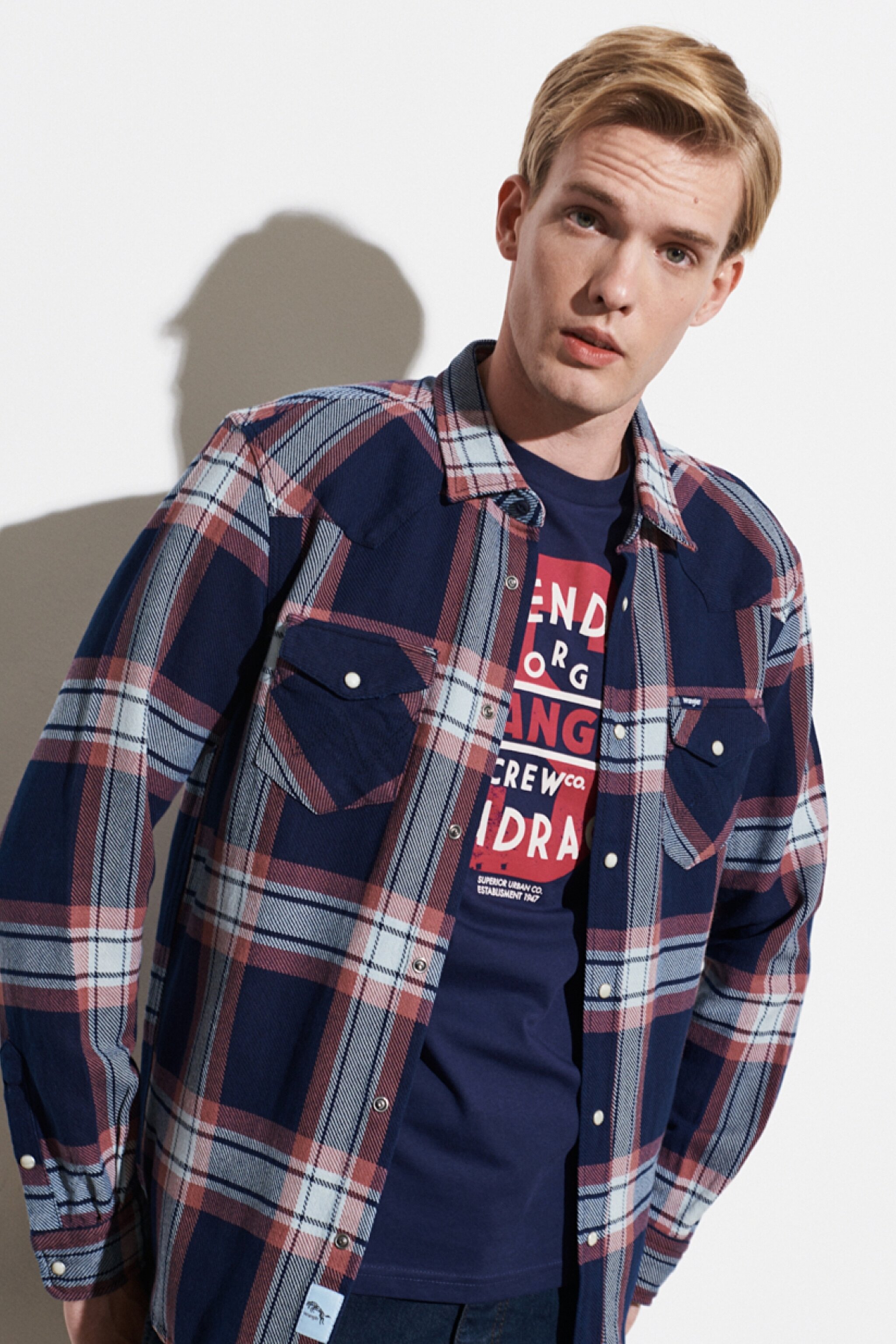 Regular Fit Normal Kesim Kareli Uzun Kollu Gömlek - Withered Rose-W5B4MTXHZ (görsel 2)