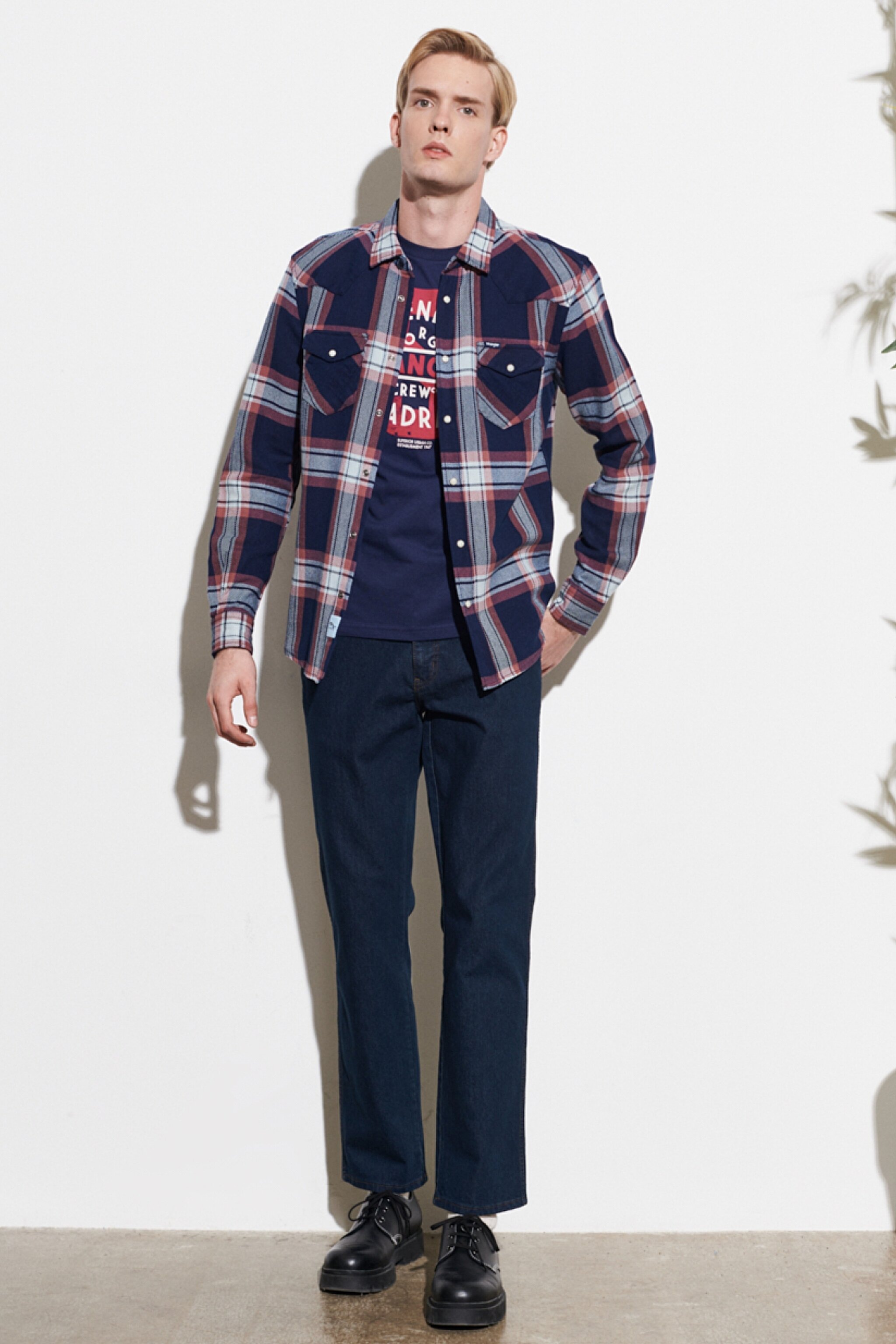 Regular Fit Normal Kesim Kareli Uzun Kollu Gömlek - Withered Rose-W5B4MTXHZ (görsel 6)