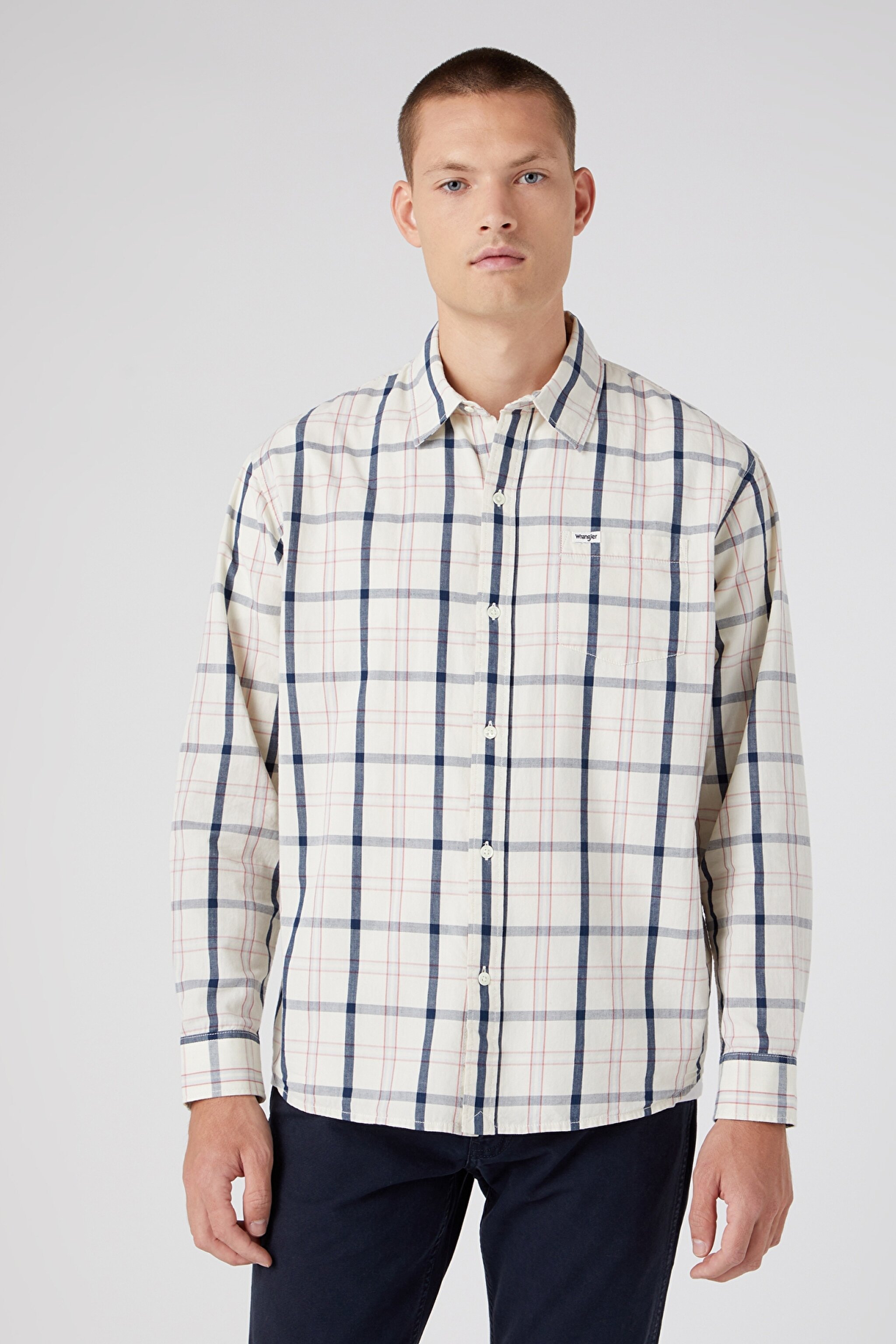 Regular Fit Normal Kesim %100 Pamuk Kareli Uzun Kollu Gömlek - Turtledove-W5D64MC23