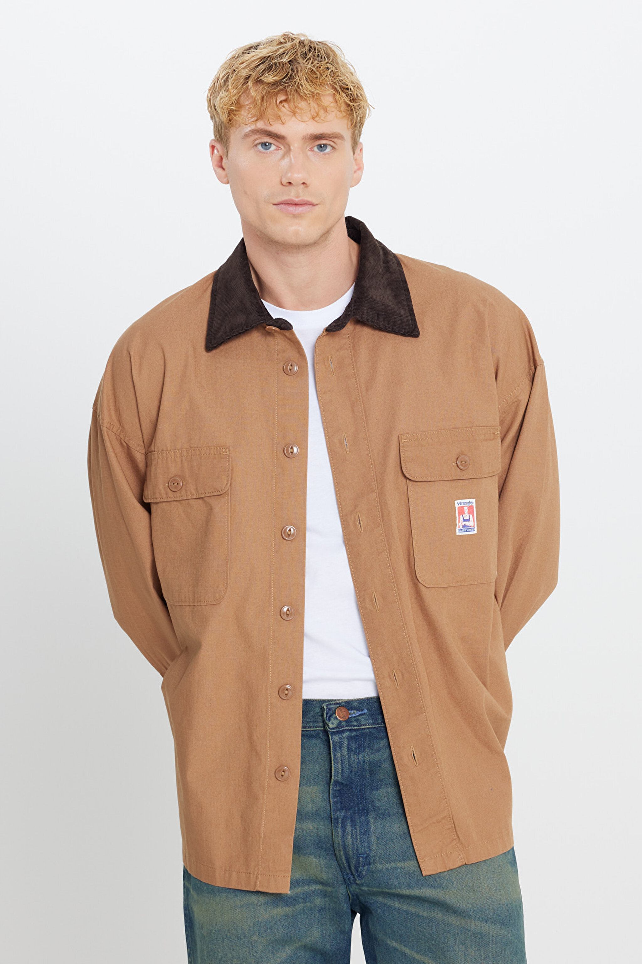 %100 Pamuk Oversize Gömlek Yaka Cepli Ceket