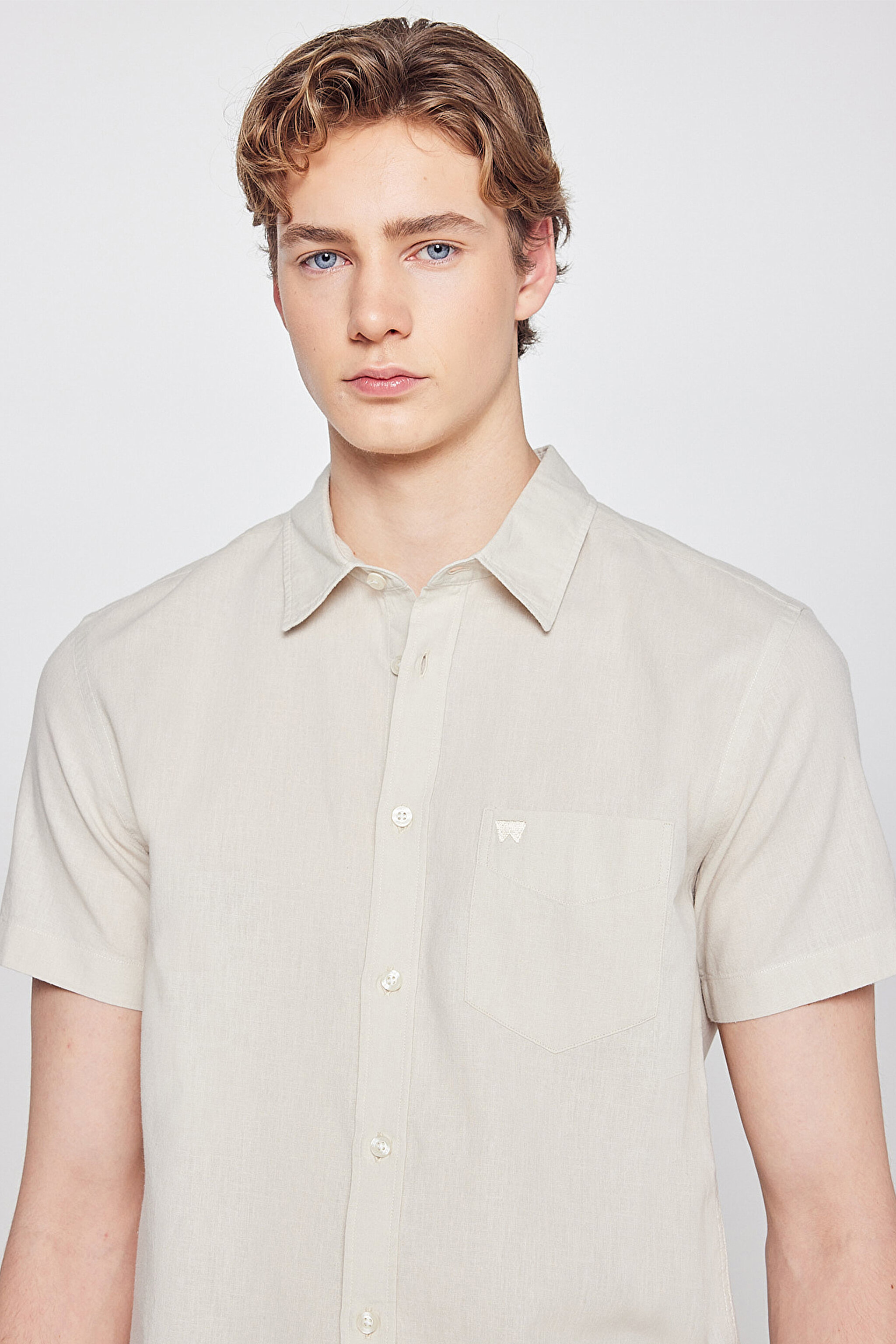Regular Fit Normal Kesim Kısa Kollu Gömlek - Beige-W5J7LO614 (görsel 4)
