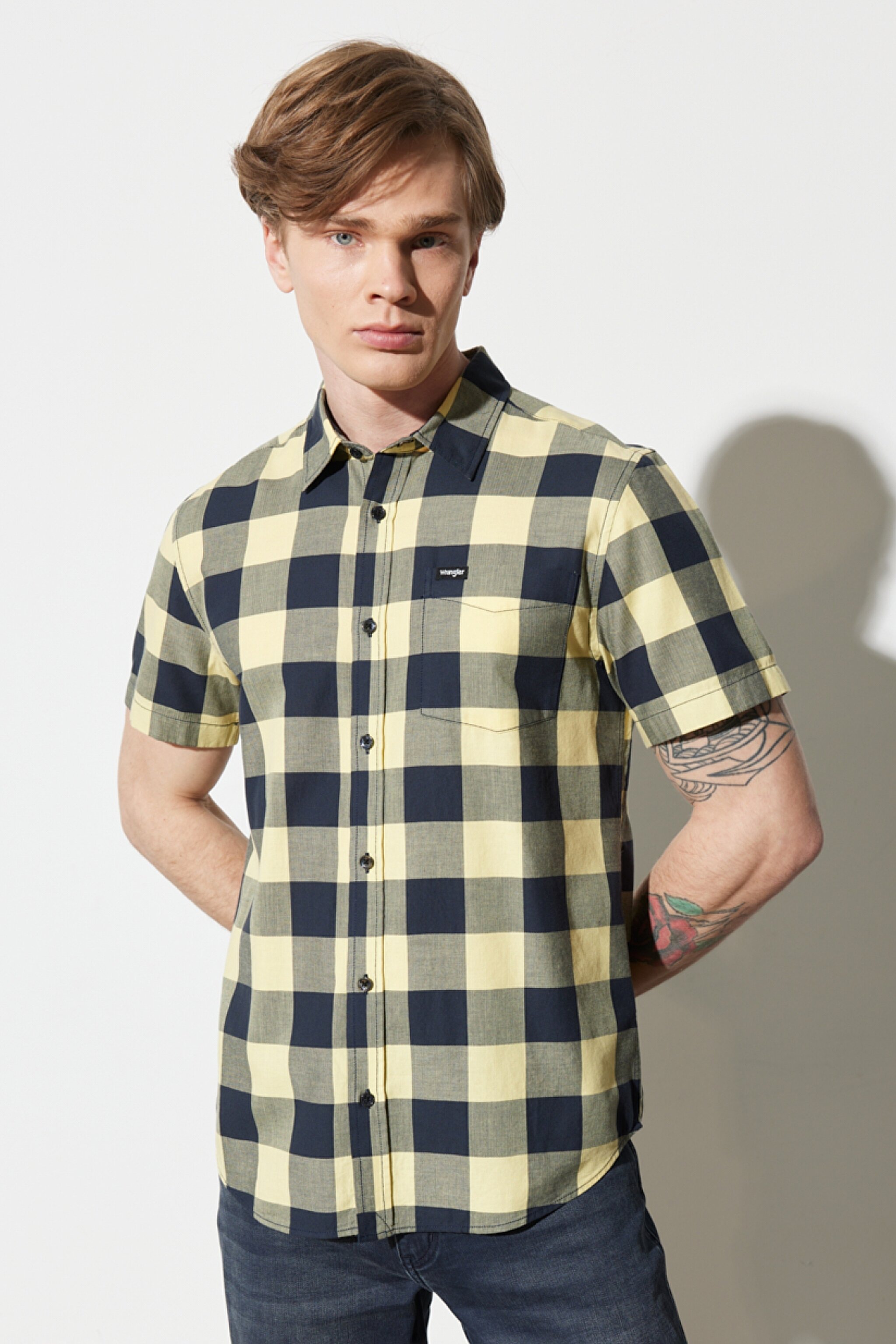 Regular Fit Normal Kesim %100 Pamuk Kısa Kollu Gömlek - Deep Lichen Green-W5K02LX1X