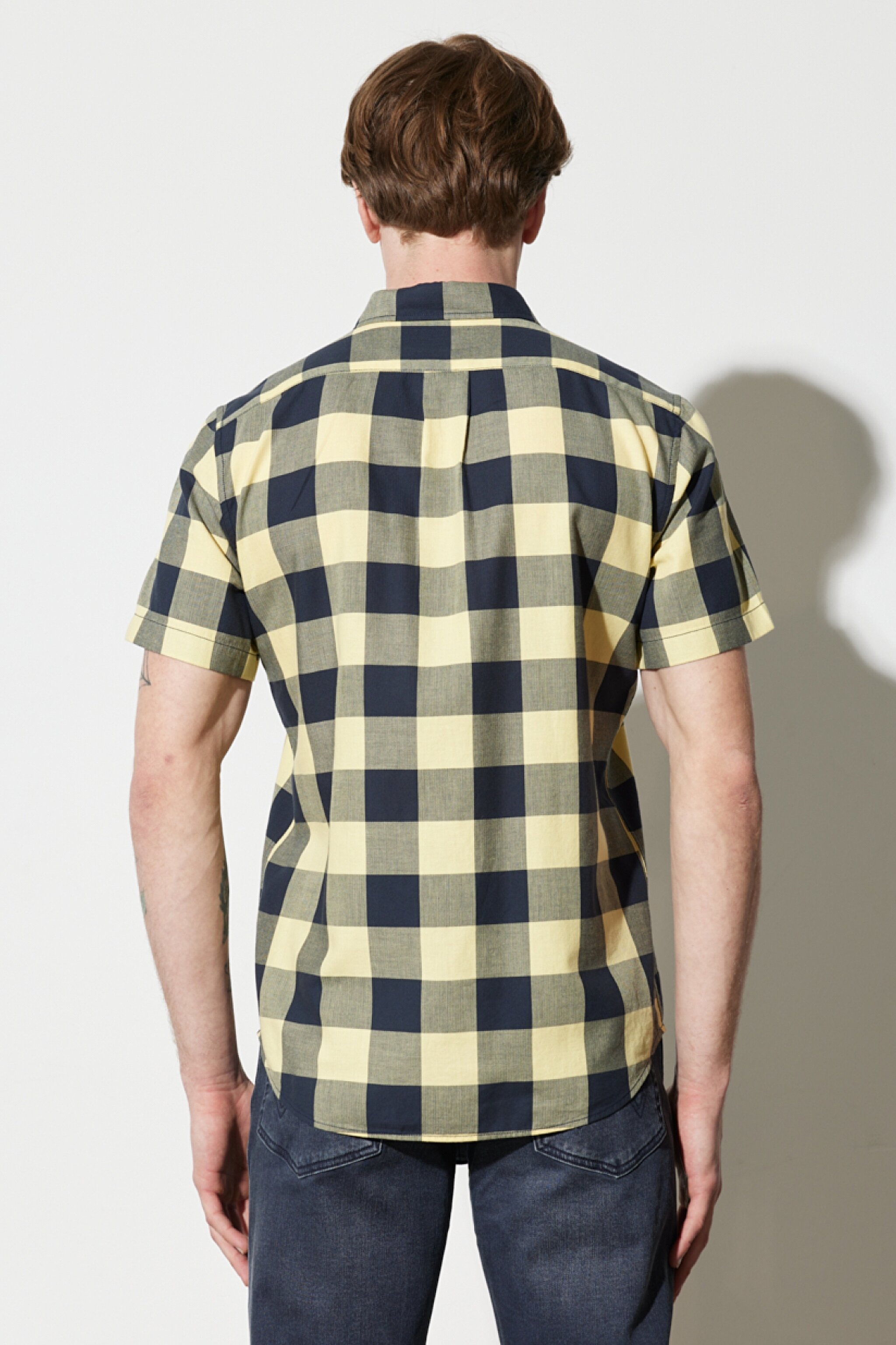 Regular Fit Normal Kesim %100 Pamuk Kısa Kollu Gömlek - Deep Lichen Green-W5K02LX1X (görsel 8)