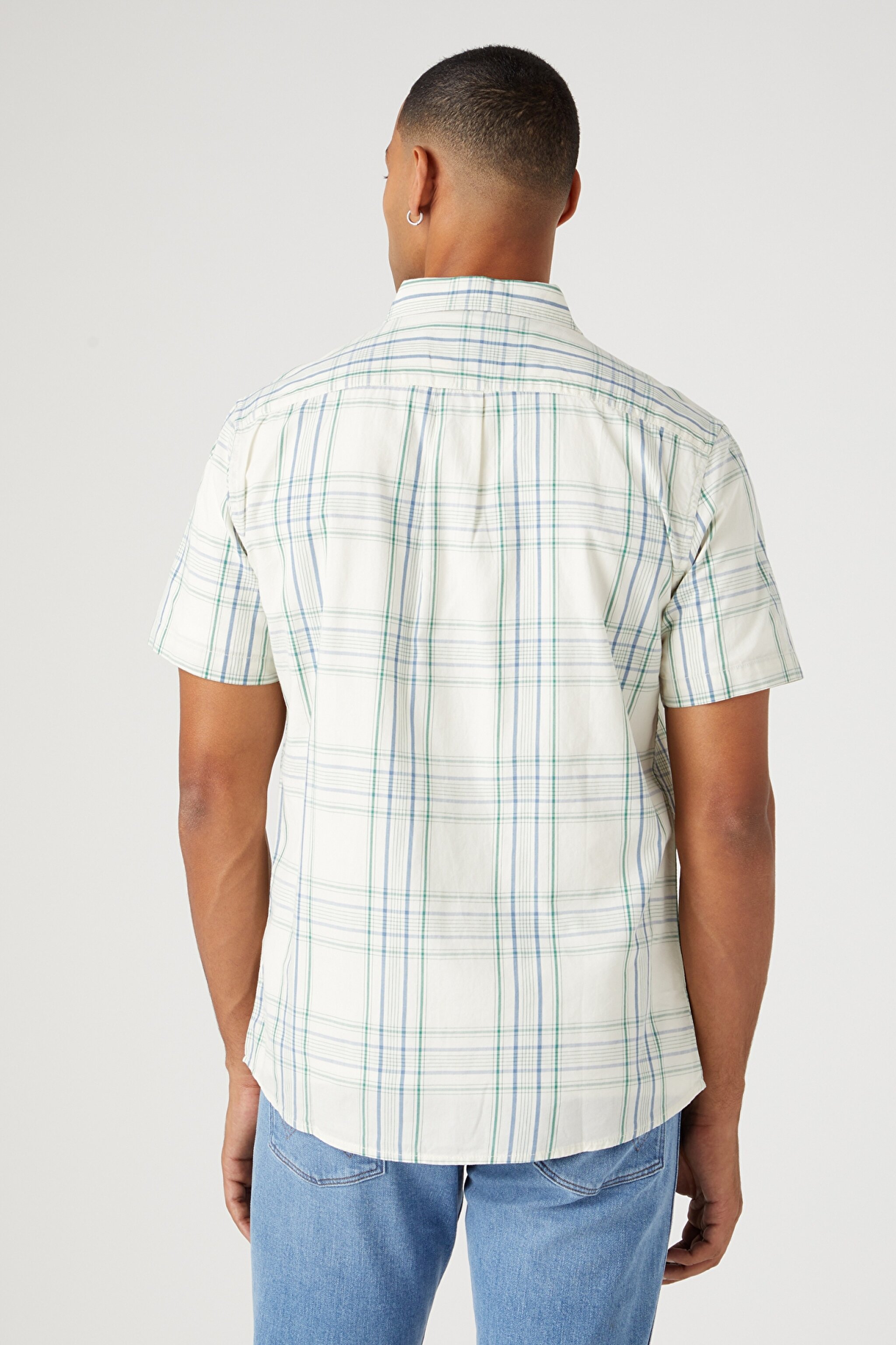 Regular Fit Normal Kesim %100 Pamuk Kısa Kollu Gömlek - Captains Blue-W5K04M84Z (görsel 4)