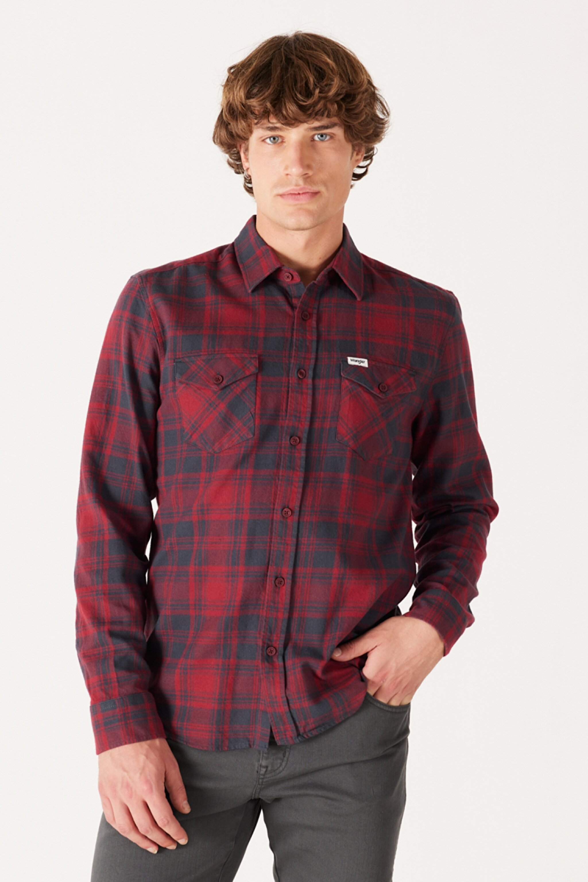 Regular Fit Normal Kesim %100 Pamuk Uzun Kollu Gömlek - Red-W5M8T2X2G