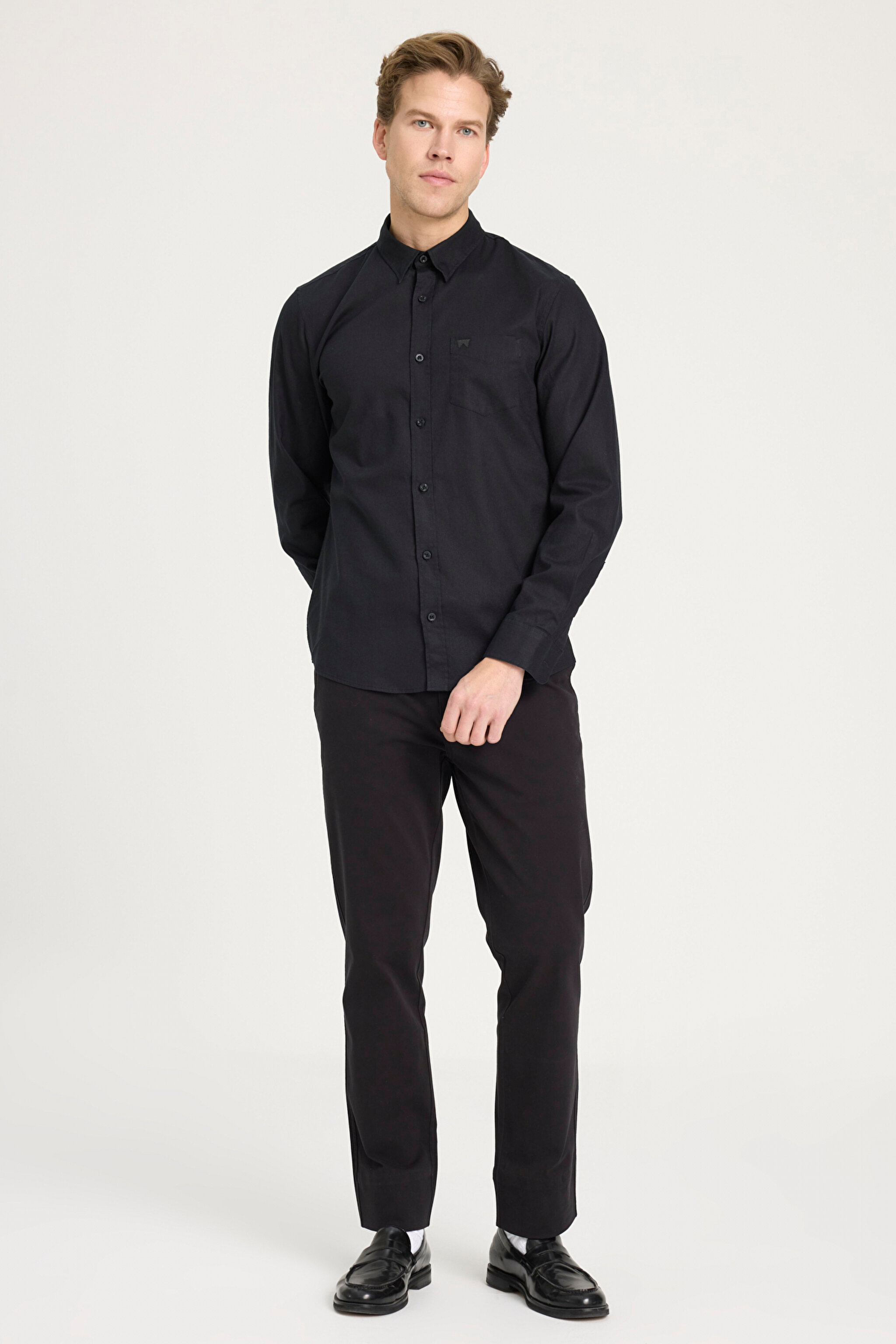 Regular Fit Normal Kesim Siyah Gömlek - Black-W5MY205279001 (görsel 3)
