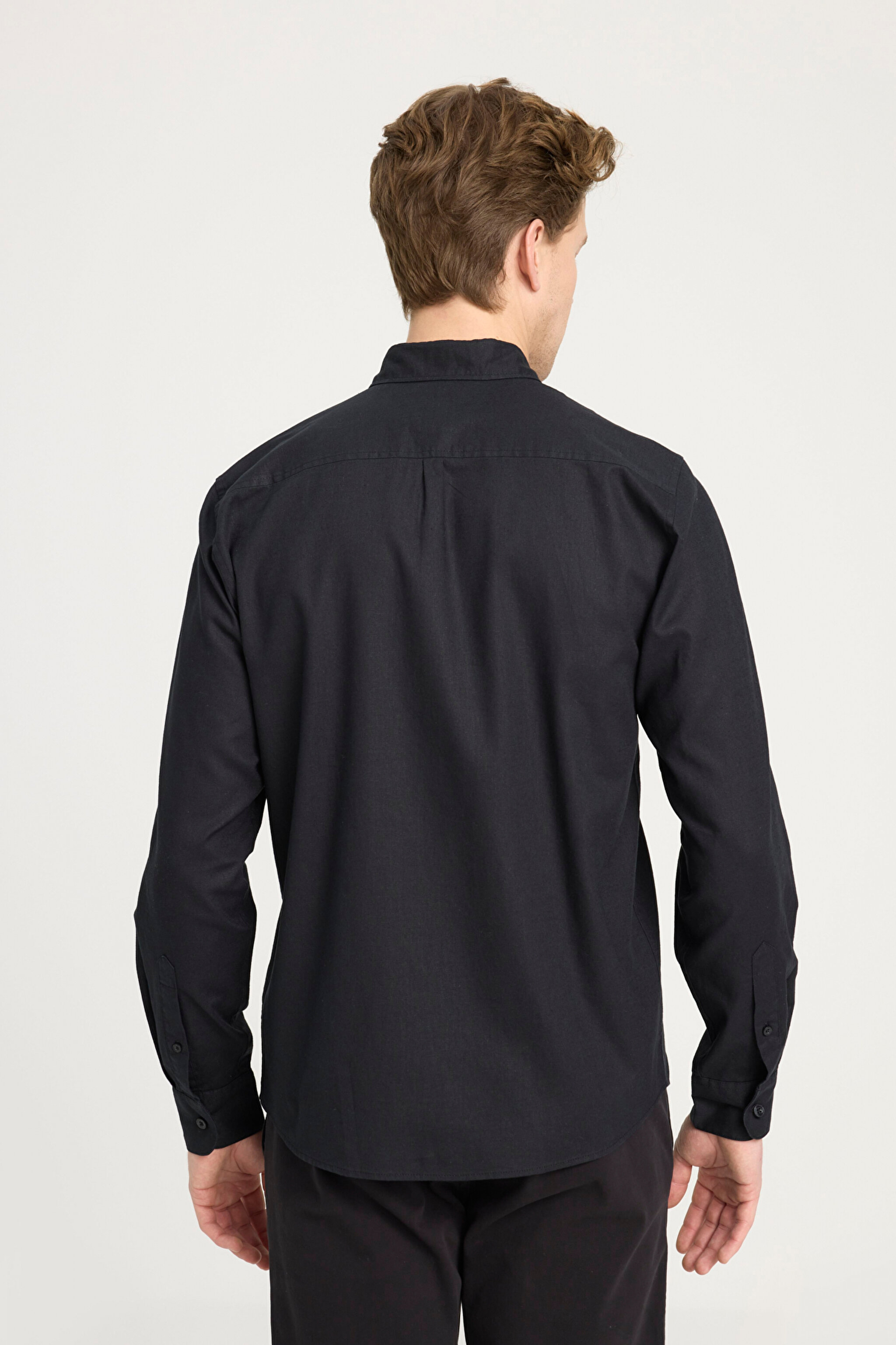 Regular Fit Normal Kesim Siyah Gömlek - Black-W5MY205279001 (görsel 5)