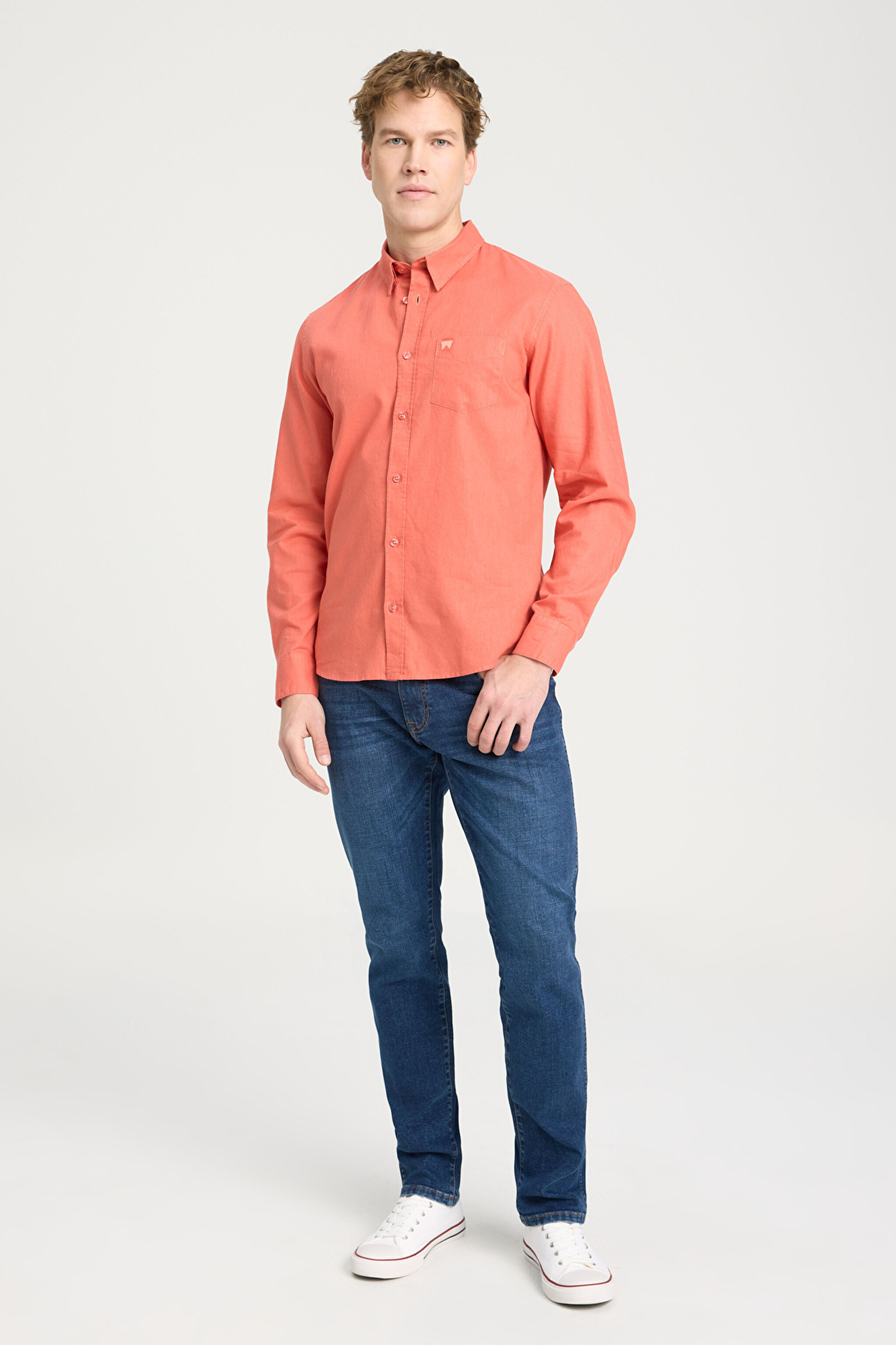 Regular Fit Normal Kesim Turuncu Gömlek - Burnt Sienna-W5MY20527933L (görsel 3)