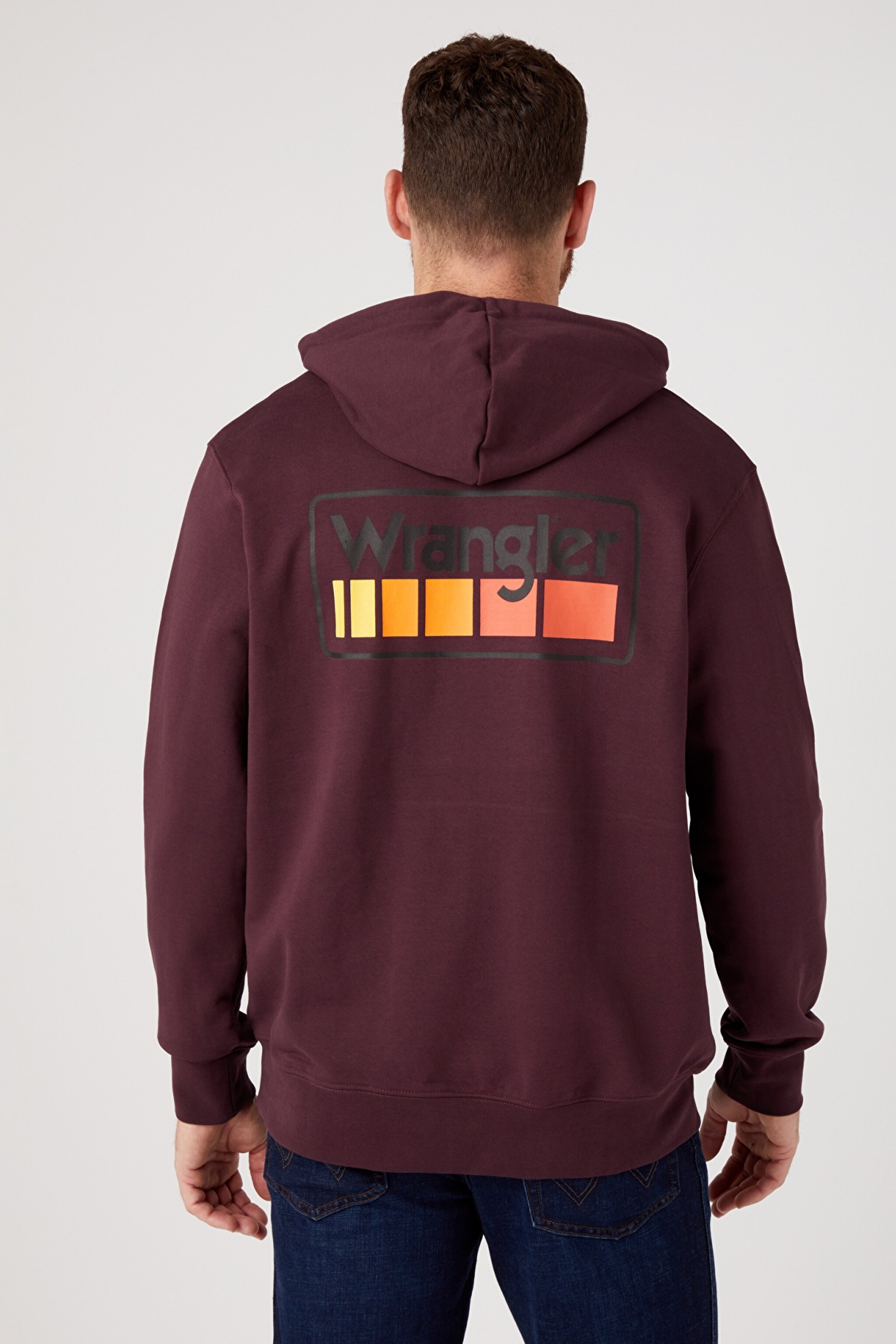 Oversize Fit Rahat Kesim %100 Pamuk Kapüşonlu Yaka Bordo Sweatshirt