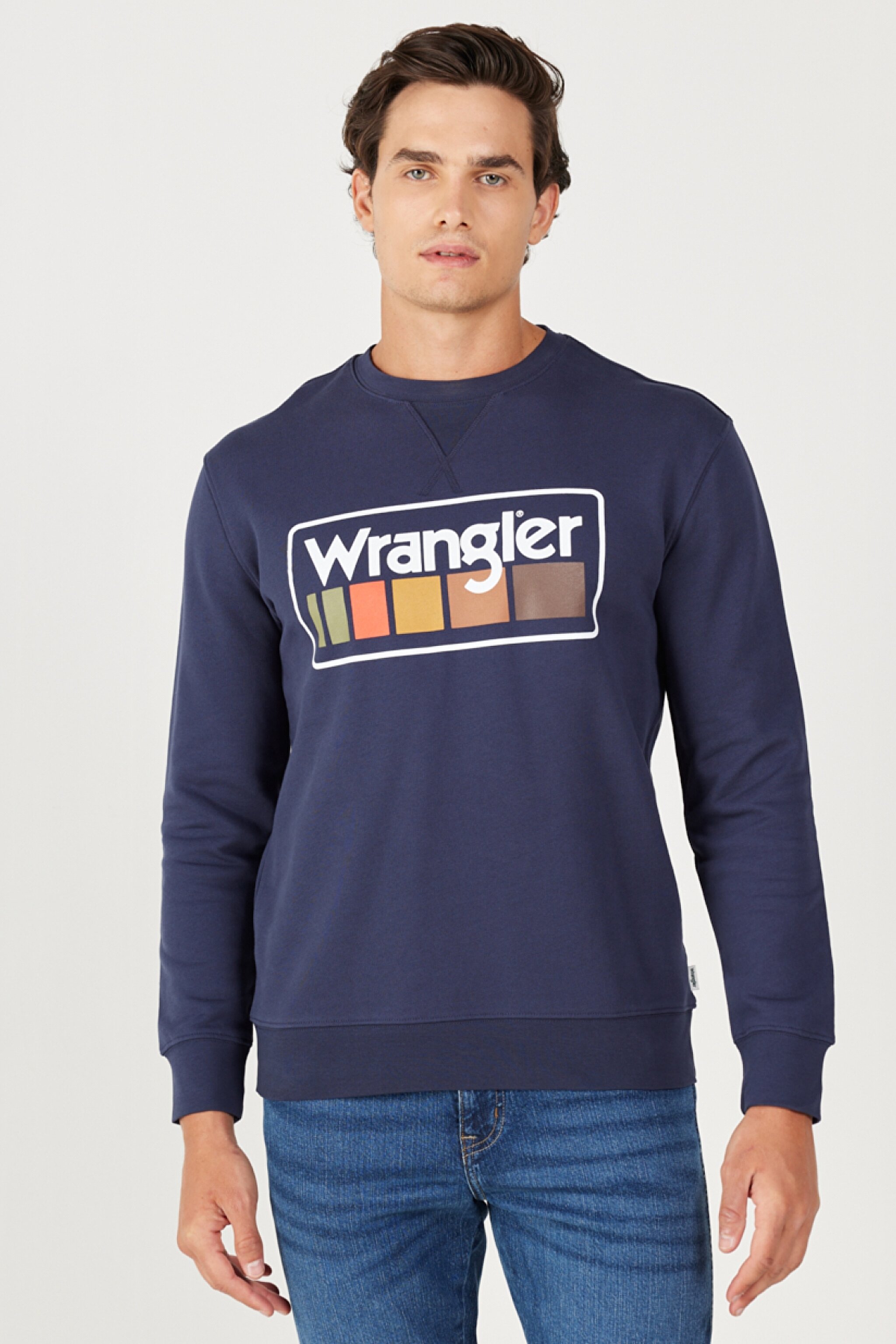 Regular Fit Normal Kesim %100 Pamuk İçi Polarlı Lacivert Sweatshirt - Navy-W646H1114 (görsel 2)