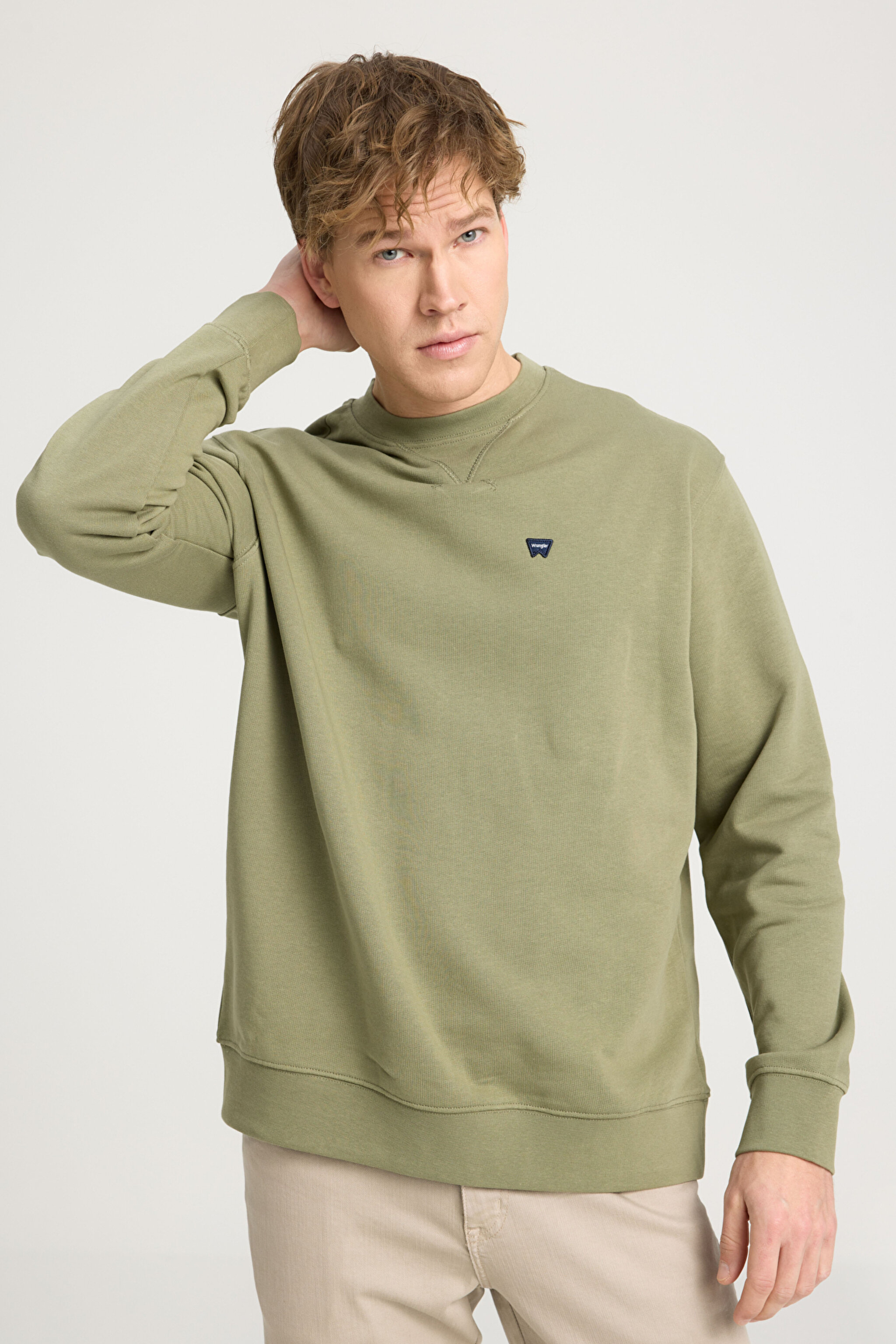 Regular Fit Normal Kesim Bisiklet Yaka %100 Pamuk Yeşil Sweatshirt