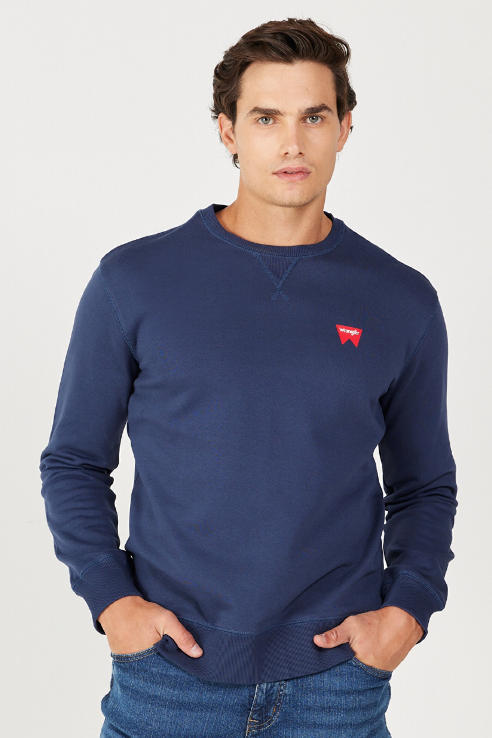 Regular Fit Normal Kesim %100 Pamuk Bisiklet Yaka Lacivert Swetshirt - Navy-W661HA114 (görsel 2)