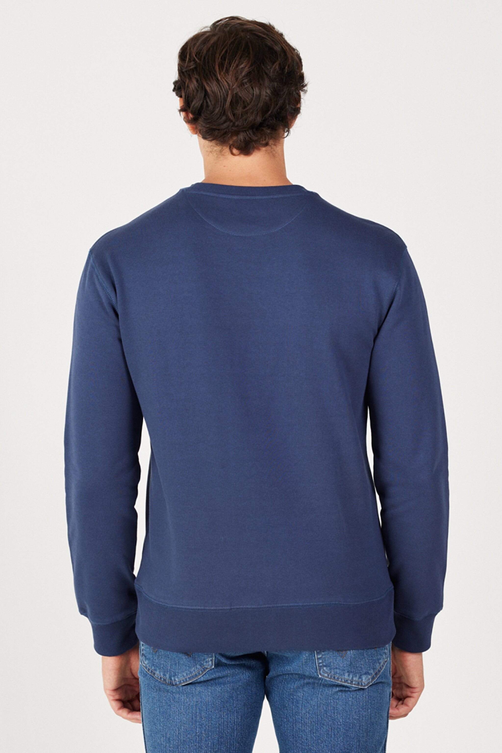 Regular Fit Normal Kesim %100 Pamuk Bisiklet Yaka Lacivert Swetshirt - Navy-W661HA114 (görsel 6)