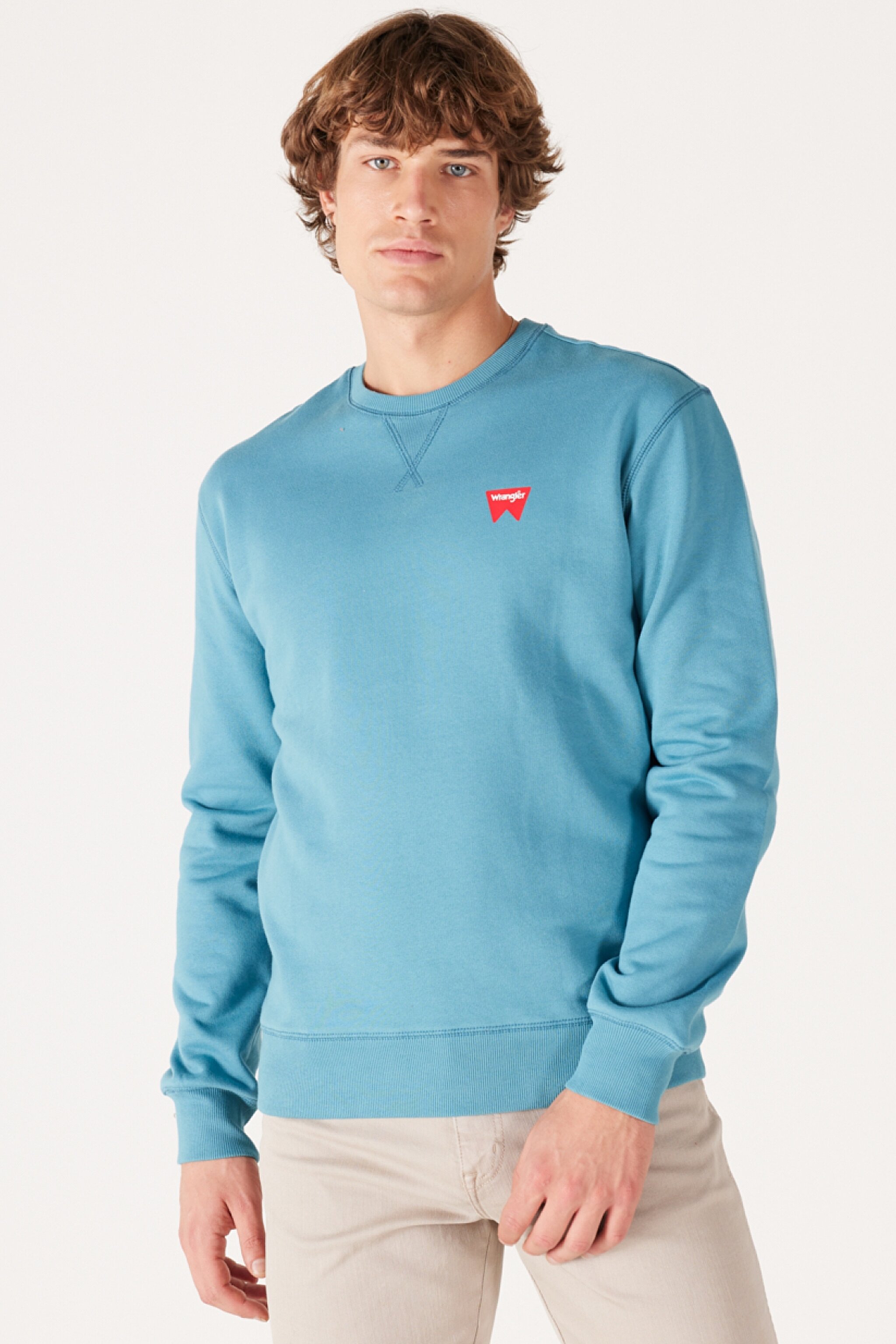 Regular Fit Normal Kesim %100 Pamuk İçi Polarlı Mavi Sweatshirt - Storm Blue-W661HA33B
