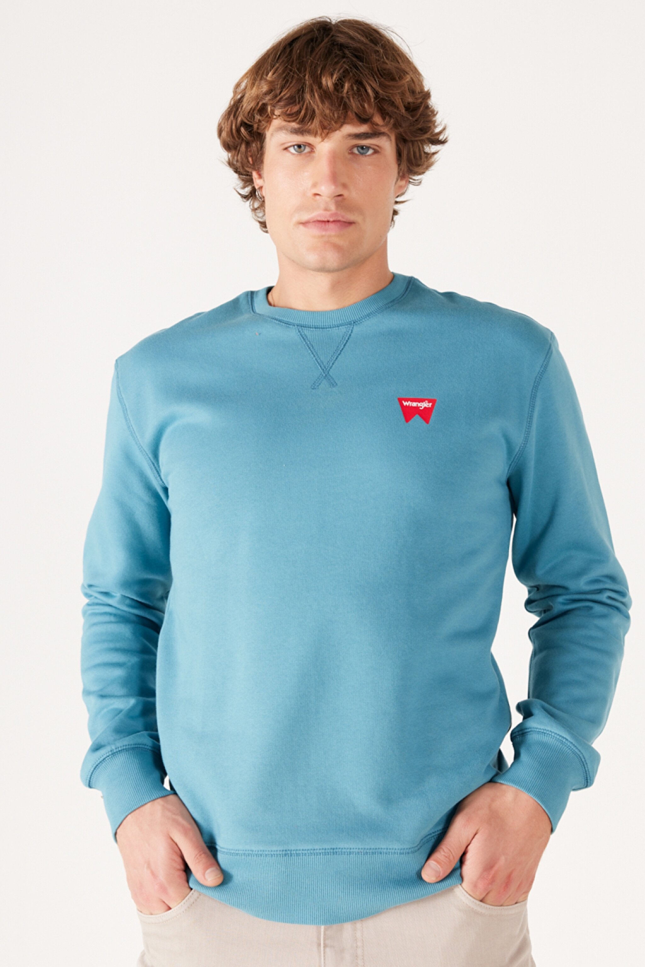 Regular Fit Normal Kesim %100 Pamuk İçi Polarlı Mavi Sweatshirt - Storm Blue-W661HA33B (görsel 3)