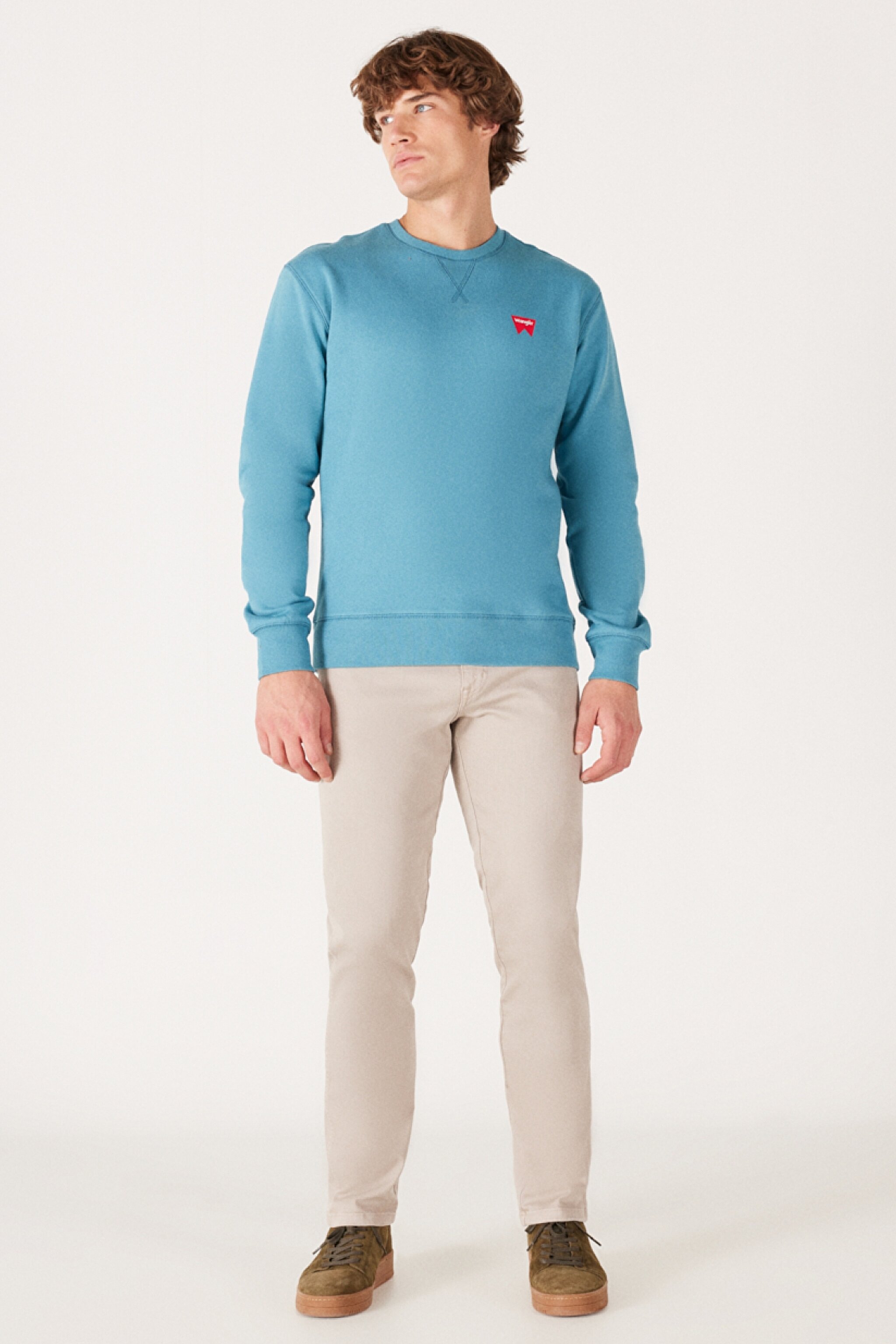 Regular Fit Normal Kesim %100 Pamuk İçi Polarlı Mavi Sweatshirt - Storm Blue-W661HA33B (görsel 4)