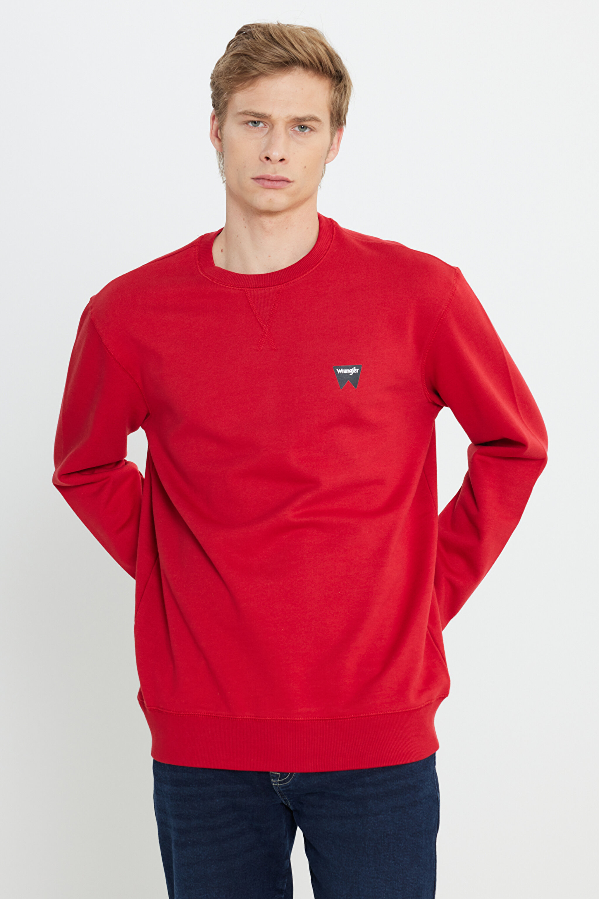 Regular Fit Normal Kesim %100 Pamuk Bisiklet Yaka Kırmızı Sweatshirt - Red-W661HAA47 (görsel 2)