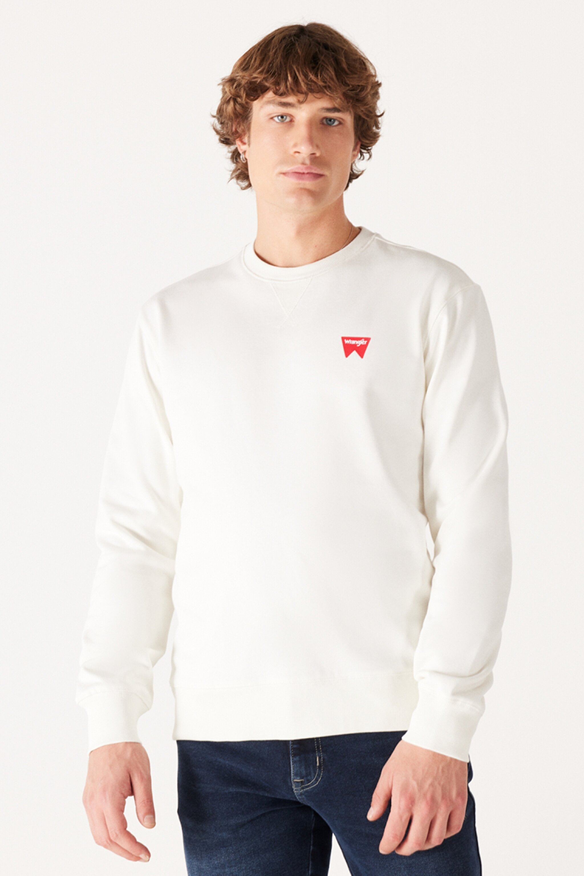 Regular Fit Normal Kesim %100 Pamuk İçi Polarlı Kırık Beyaz Sweatshirt - Worn White-W661HAW02