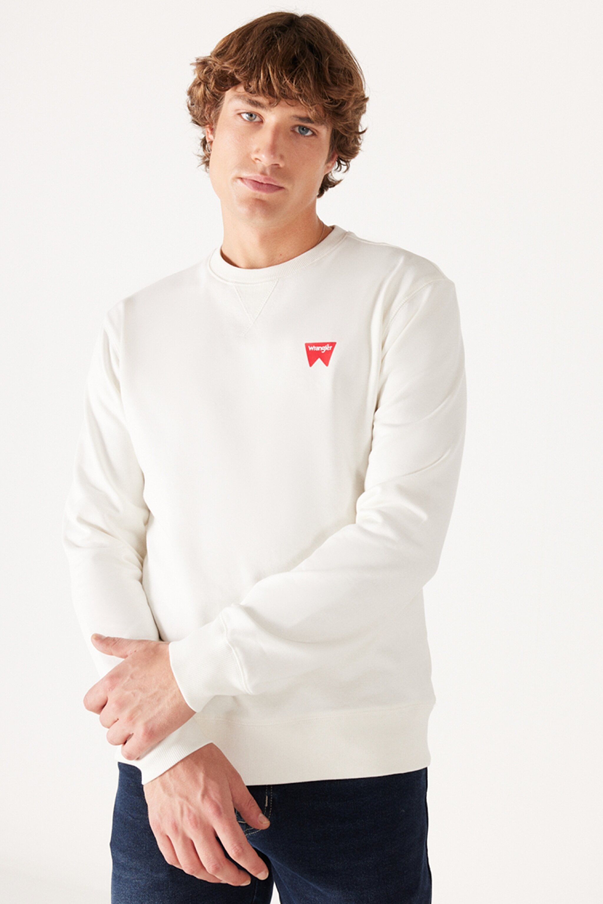 Regular Fit Normal Kesim %100 Pamuk İçi Polarlı Kırık Beyaz Sweatshirt - Worn White-W661HAW02 (görsel 2)