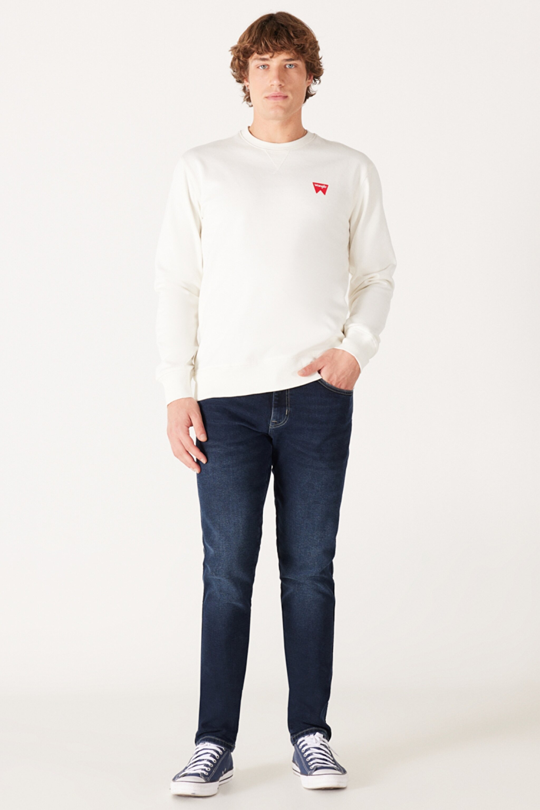 Regular Fit Normal Kesim %100 Pamuk İçi Polarlı Kırık Beyaz Sweatshirt - Worn White-W661HAW02 (görsel 4)