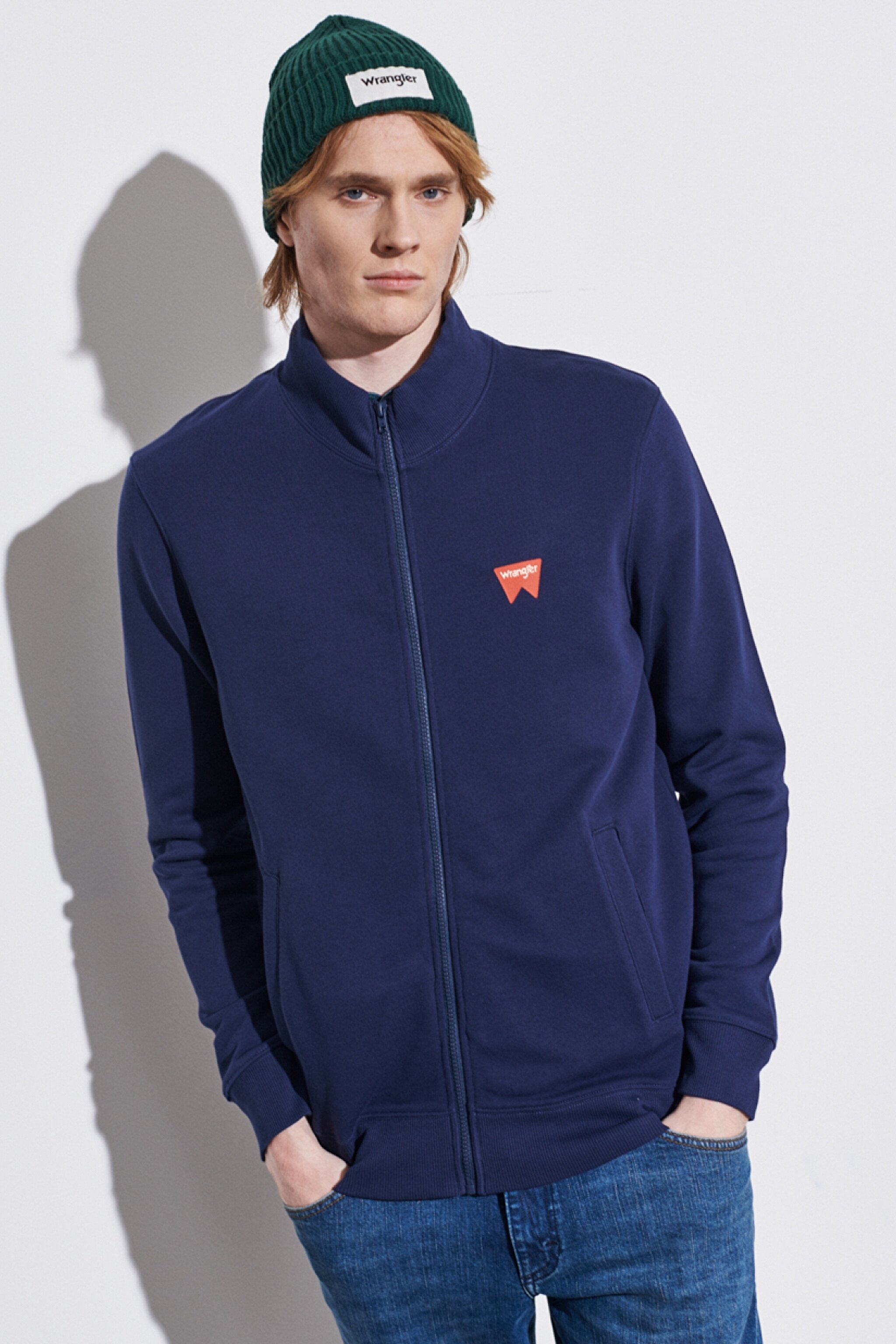 Regular Fit %100 Pamuk Dik Yaka Tam Fermuarlı Lacivert Sweatshirt