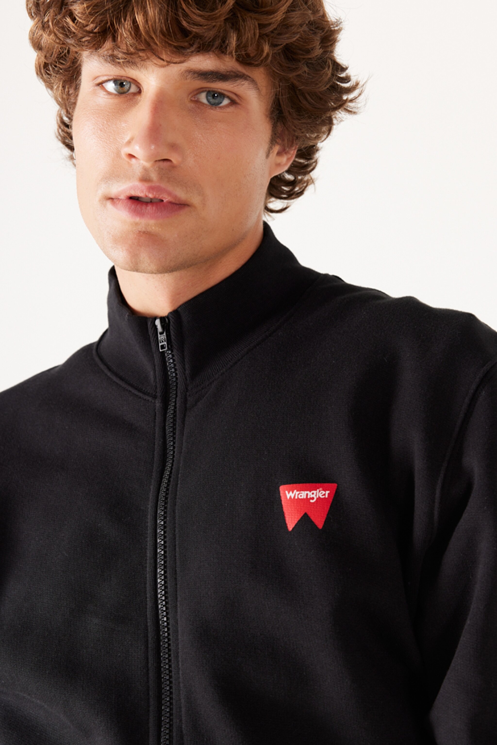 Regular Fit Normal Kesim %100 Pamuk Dik Yaka Fermuarlı Siyah Sweatshirt Ceket - Real Black-W663I3101 (görsel 3)