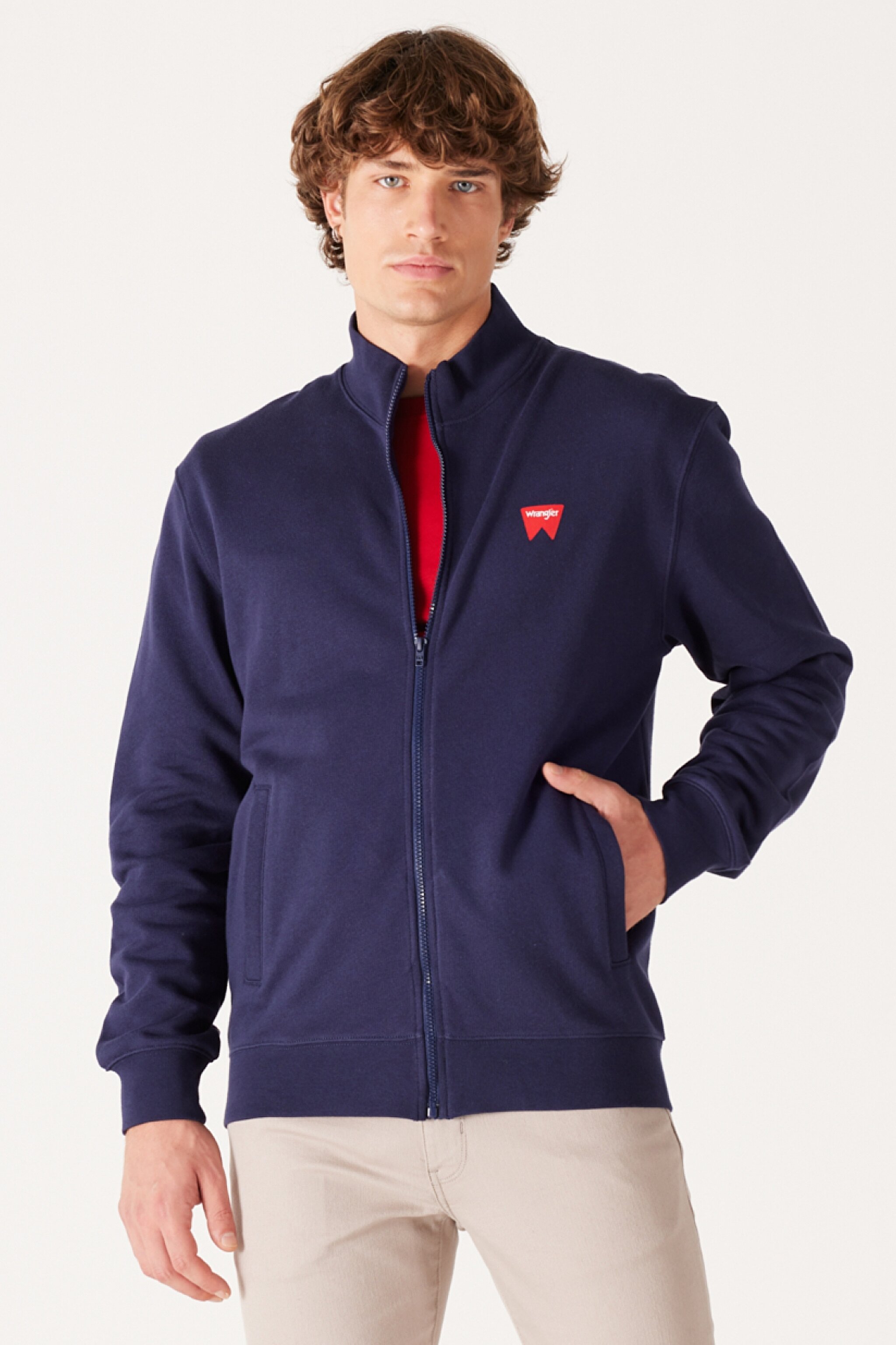 Regular Fit Normal Kesim %100 Pamuk Dik Yaka Fermuarlı Lacivert Sweatshirt Ceket