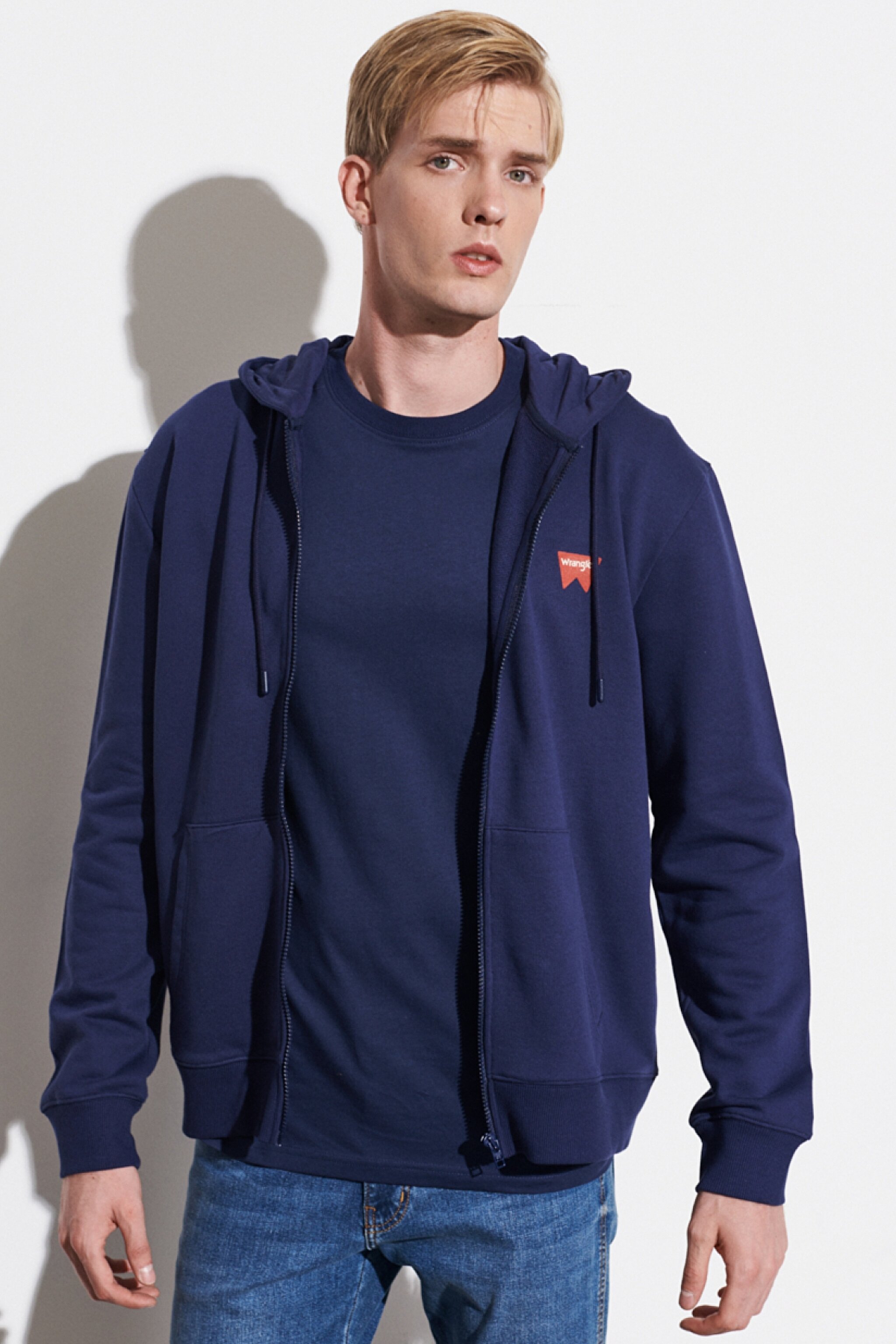 Regular Fit Normal Kesim %100 Pamuk Kapüşonlu Şardonlu Sweatshirt - Navy-W664HA114 (görsel 2)